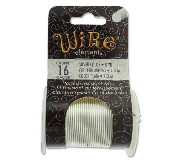 16ga Beadsmith Tarnish Resistant Silver Medium Hard Craft Wire - 8yd (7.3m) Spool - Oz Beads 