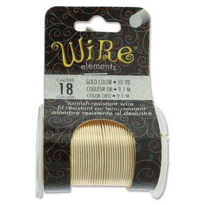 18ga Beadsmith Tarnish Resistant Gold Medium Hard Craft Wire - 10yd (9.1m) Spool - Oz Beads 