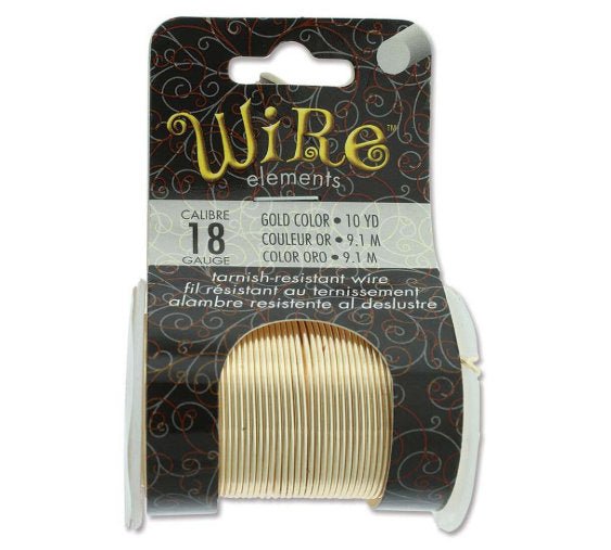 18ga Beadsmith Tarnish Resistant Gold Medium Hard Craft Wire - 10yd (9.1m) Spool - Oz Beads 