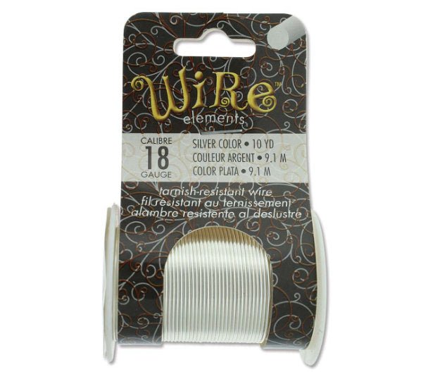 18ga Beadsmith Tarnish Resistant Silver Medium Hard Craft Wire - 10yd (9.1m) Spool - Oz Beads