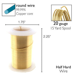 20ga Beadsmith Tarnish Resistant Gold Medium Hard Craft Wire - 15yd (13.7m) Spool - Oz Beads 