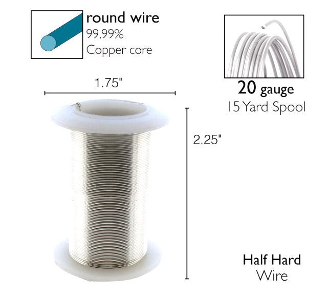 20ga Beadsmith Tarnish Resistant Silver Medium Hard Craft Wire - 15yd (13.7m) Spool - Oz Beads