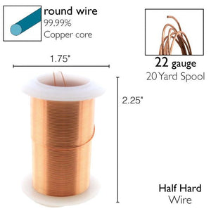 22ga Beadsmith Tarnish Resistant Copper Medium Hard Craft Wire - 20yd (18.3m) Spool - Oz Beads 