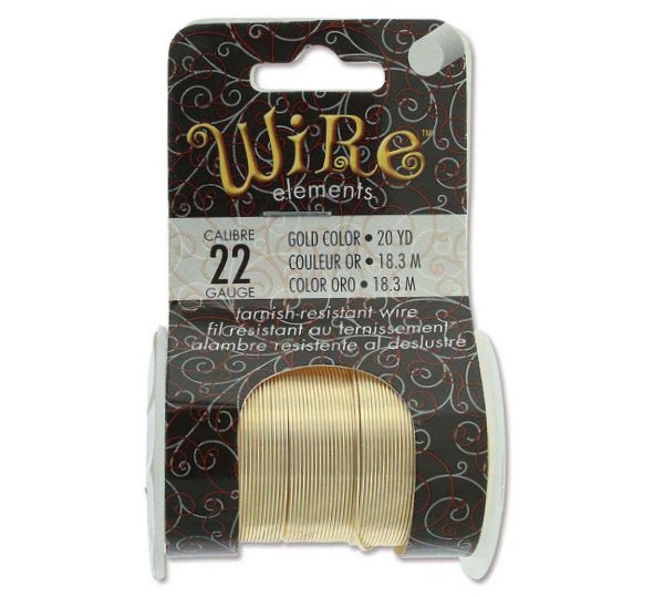 22ga Beadsmith Tarnish Resistant Gold Medium Hard Craft Wire - 20yd (18.3m) Spool - Oz Beads 