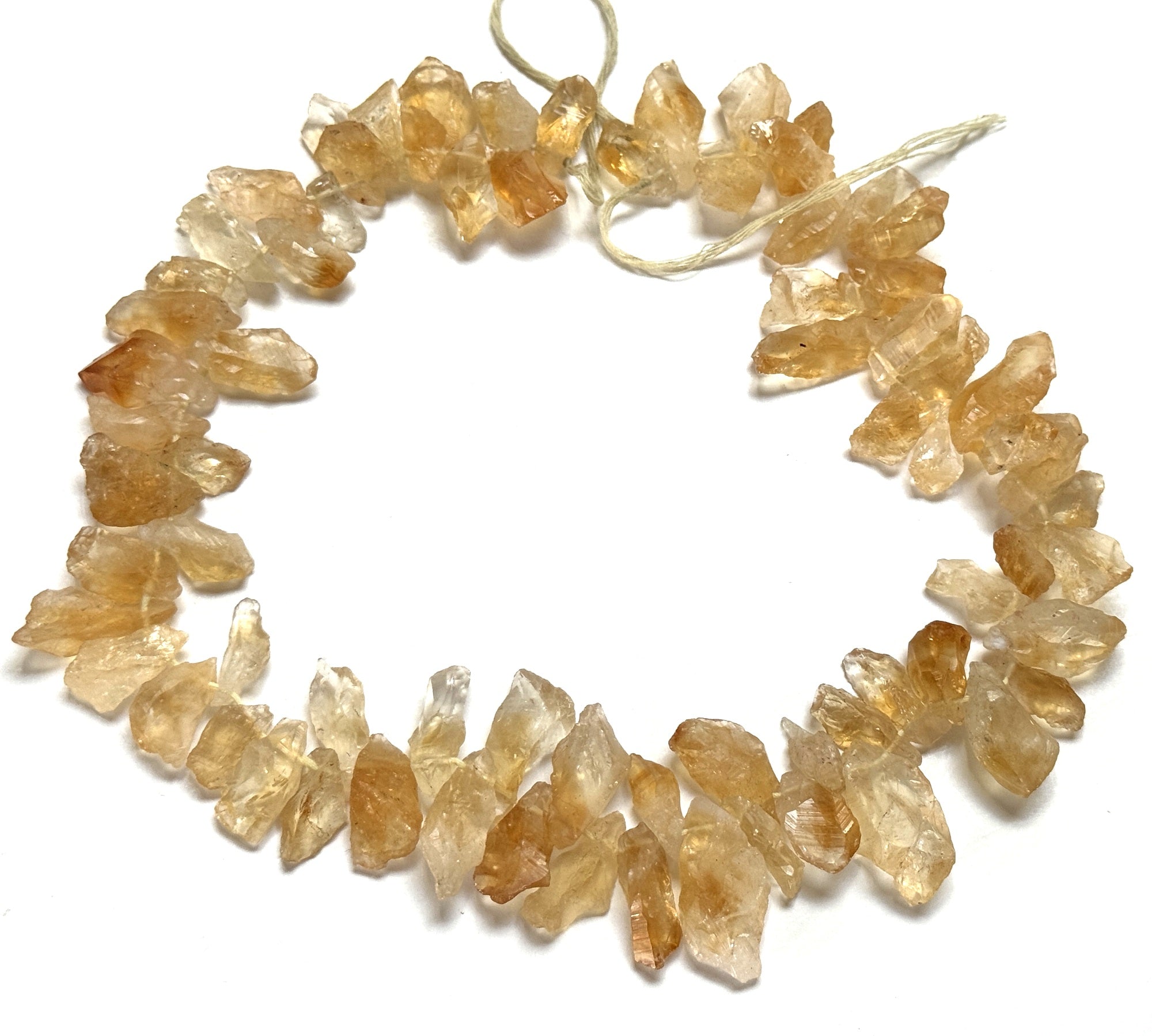 Citrine raw rough top drilled natural rock crystal beads 16" strand