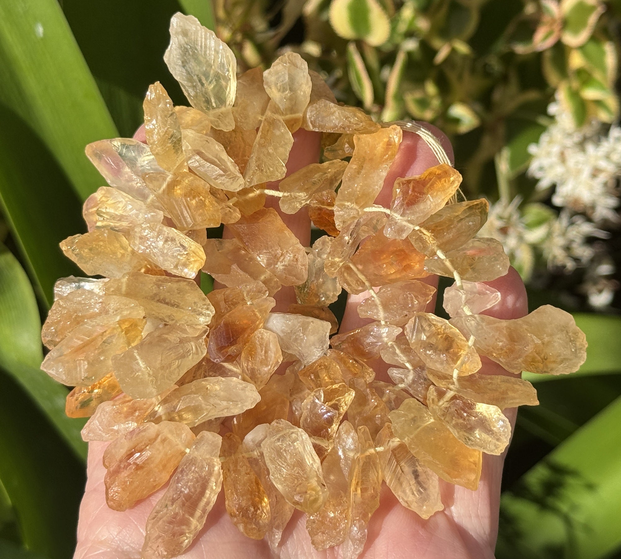 Citrine raw rough top drilled natural rock crystal beads 16" strand
