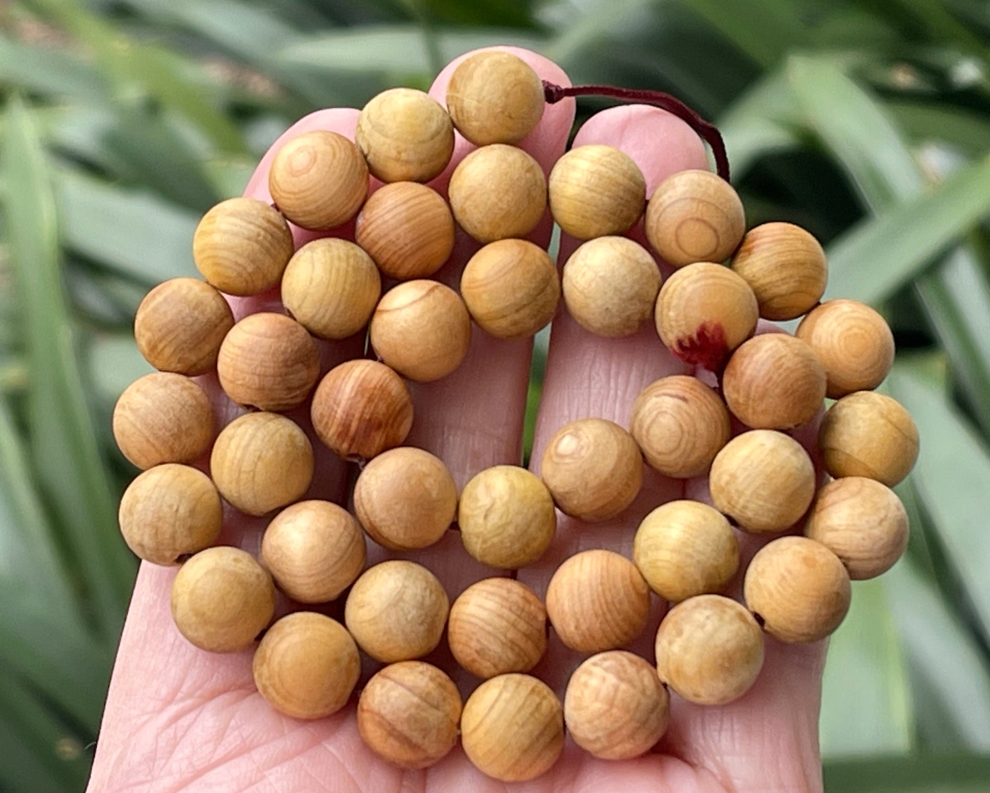 Golden Sandalwood 10mm round natural aromatic wood beads 16" strand - Oz Beads 