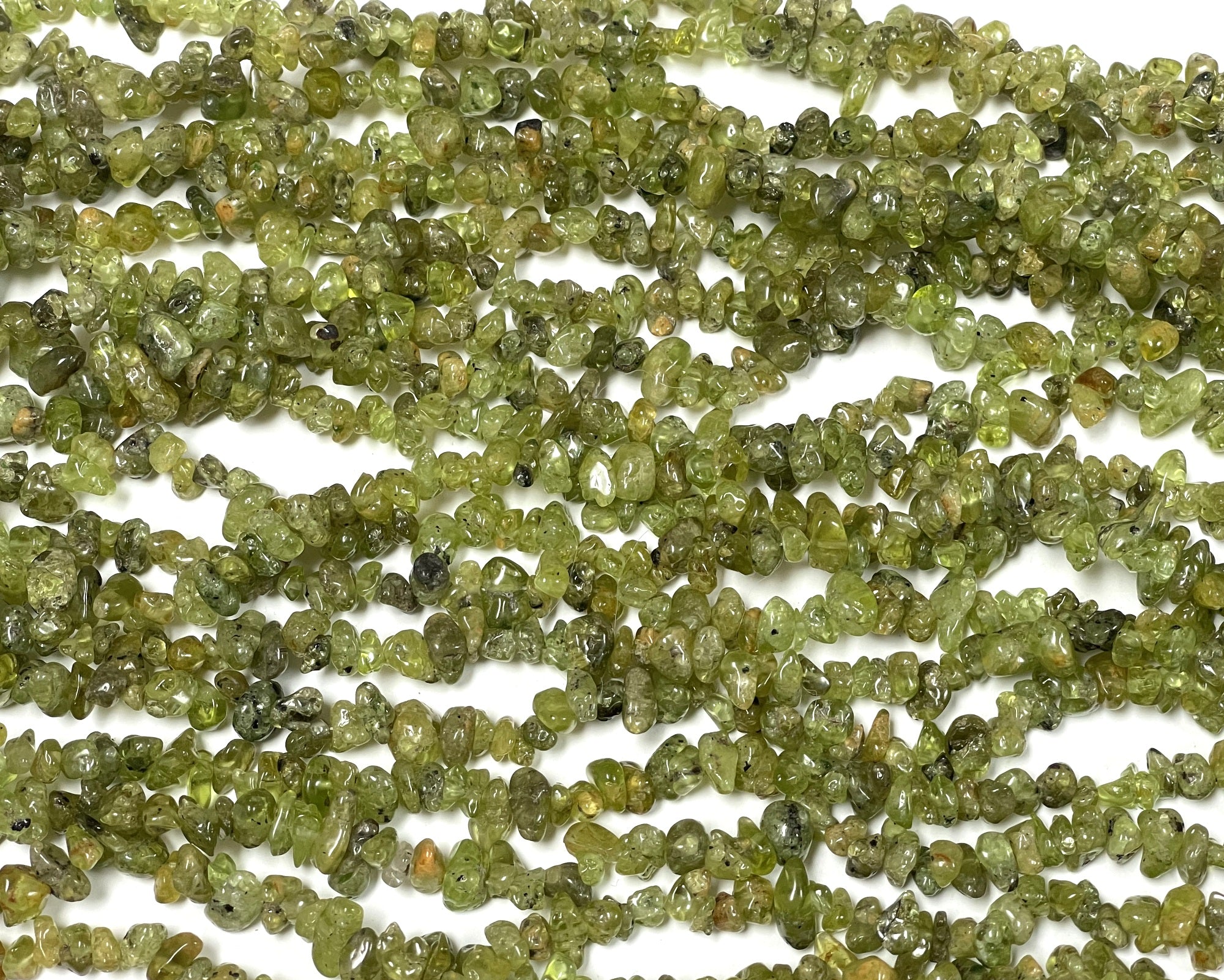 Peridot 5-8mm chip beads natural gemstone chips 33" strand - Oz Beads 