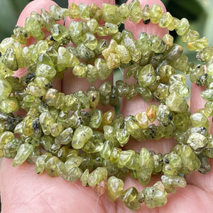 Peridot 5-8mm chip beads natural gemstone chips 33" strand - Oz Beads 