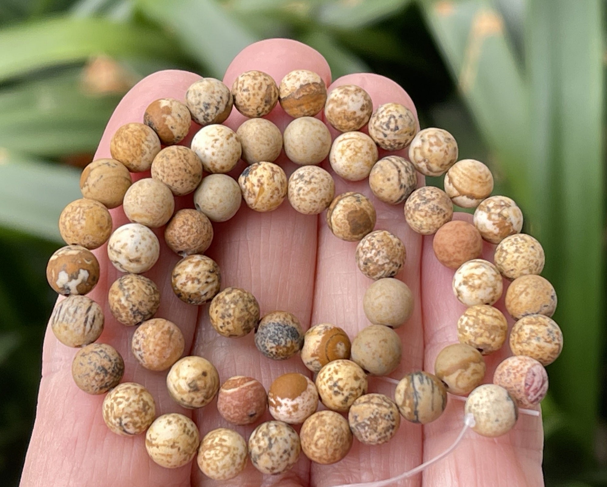 Picture Jasper matte 6mm round gemstone beads 15" strand - Oz Beads 