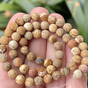 Picture Jasper matte 6mm round gemstone beads 15" strand - Oz Beads 