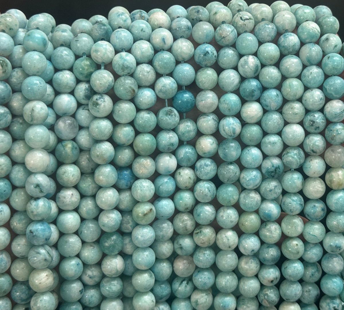 Hemimorphite 8mm round natural gemstone beads 15" strand - Oz Beads 