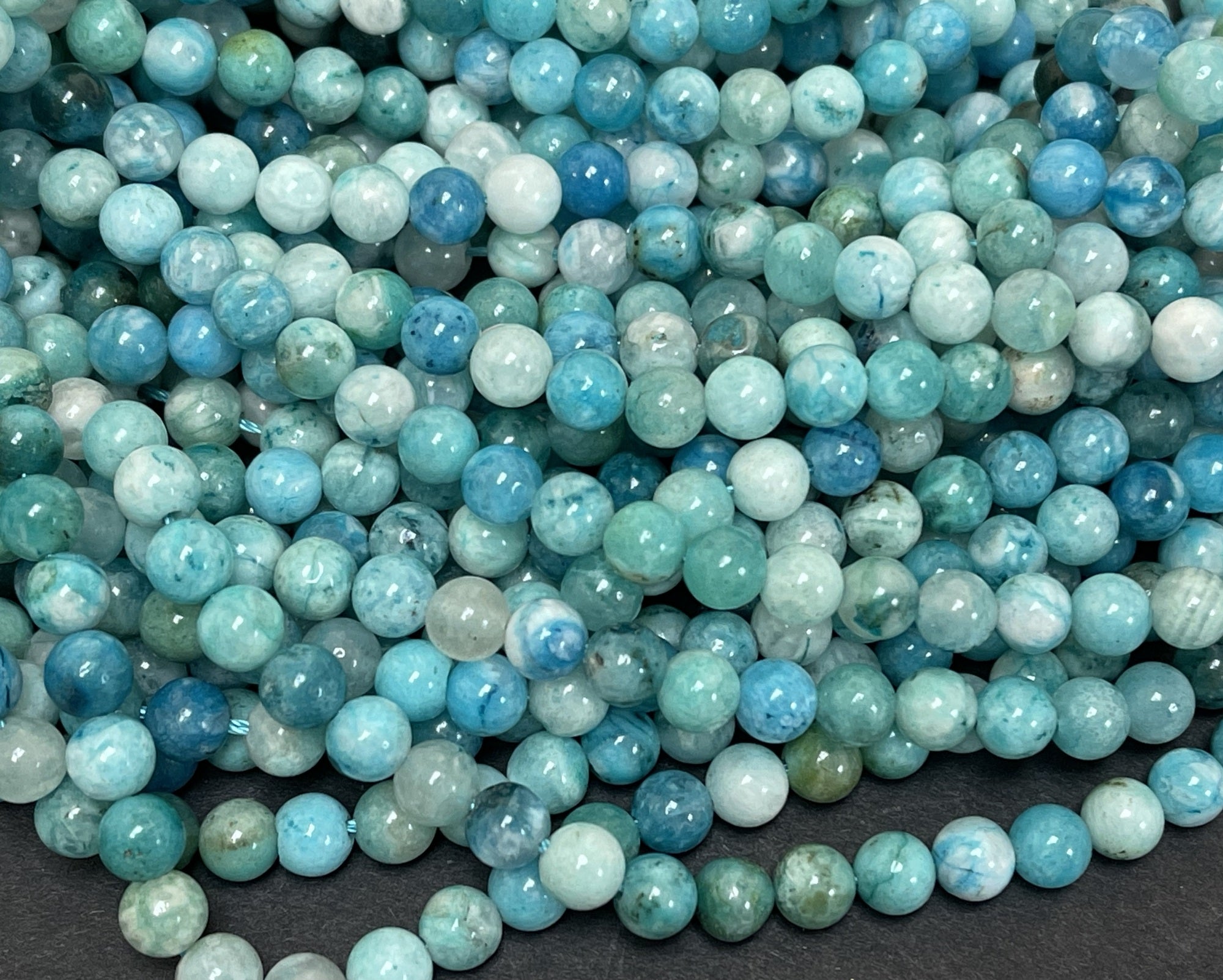 Hemimorphite 6mm round natural gemstone beads 15.5" strand - Oz Beads 