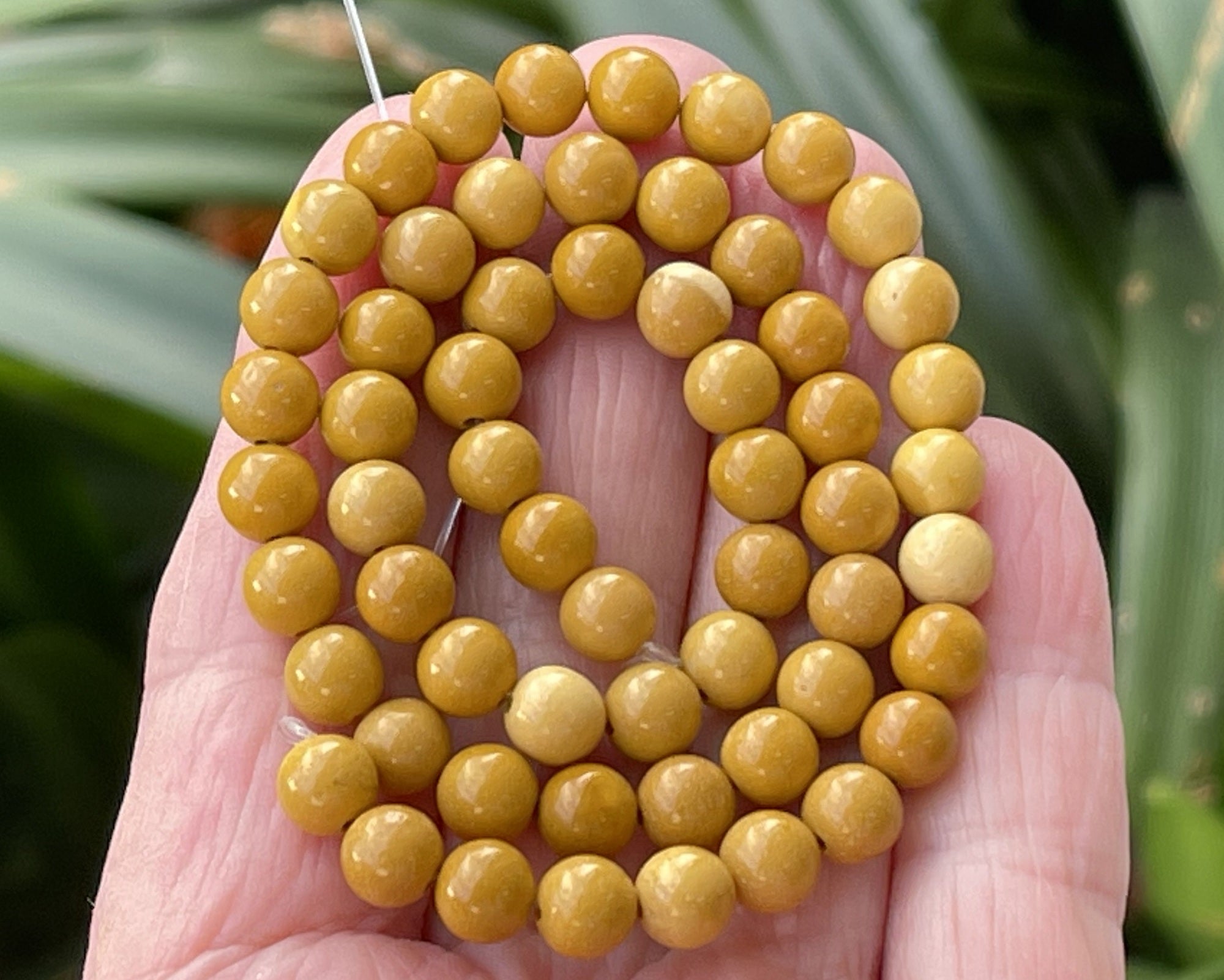 Yellow Mookaite Jasper 6mm round natural gemstone beads 15" strand - Oz Beads 