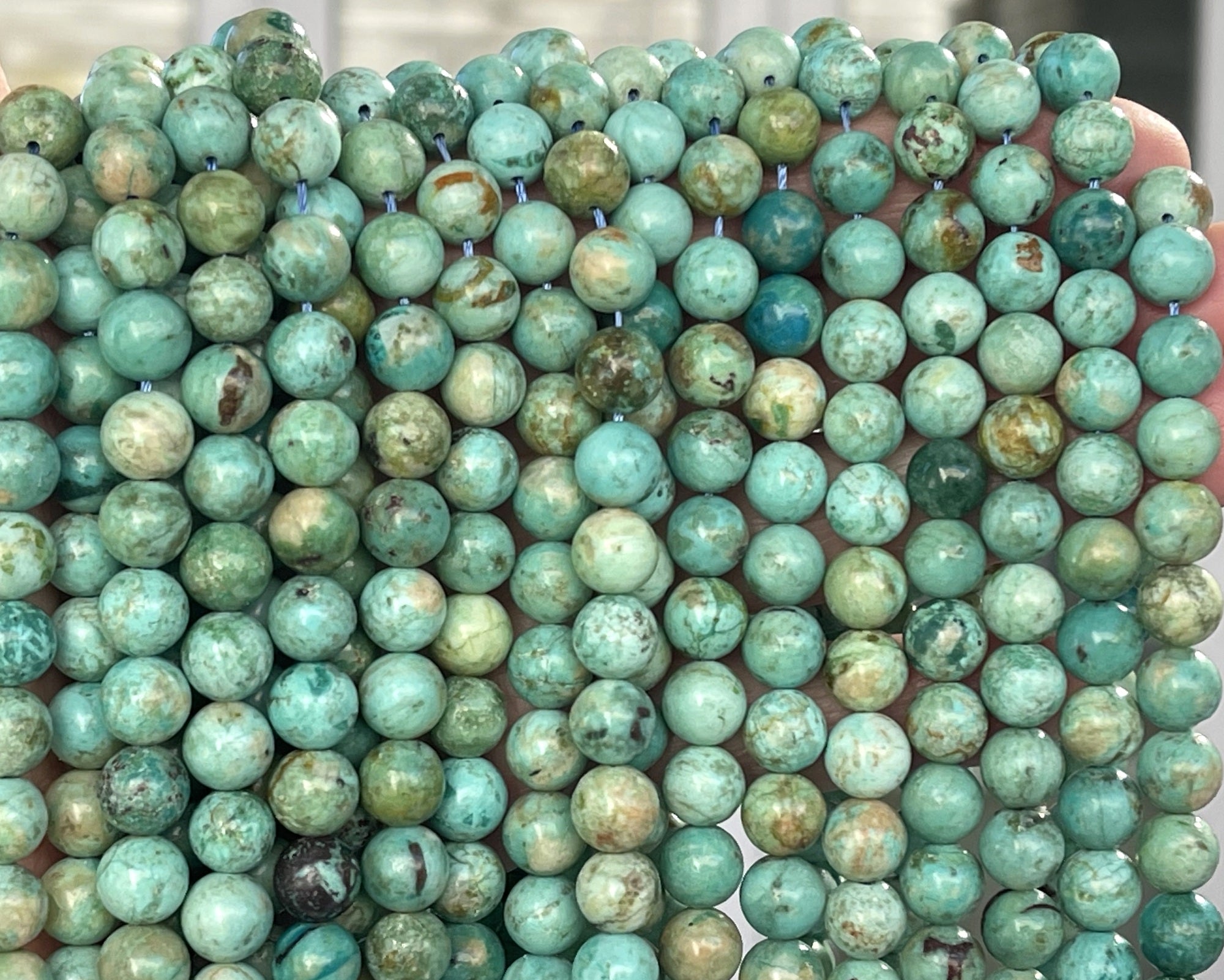 Peruvian Turquoise 8mm round natural gemstone beads 15.5" strand