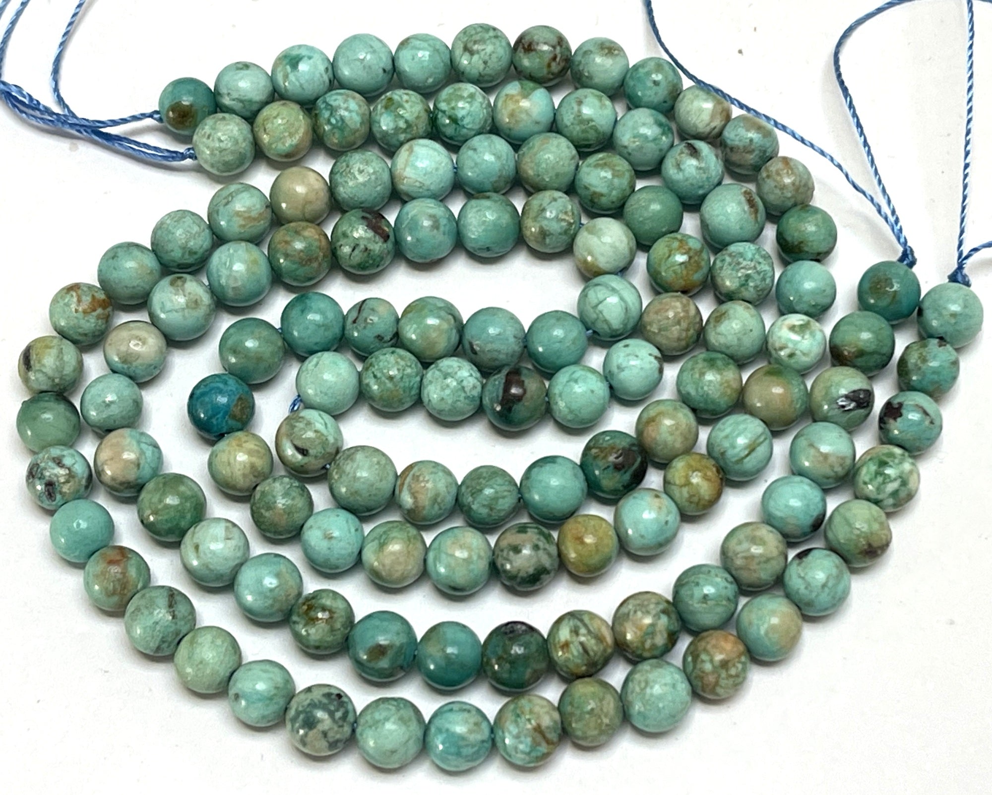 Peruvian Turquoise 6mm round natural gemstone beads 15.5" strand