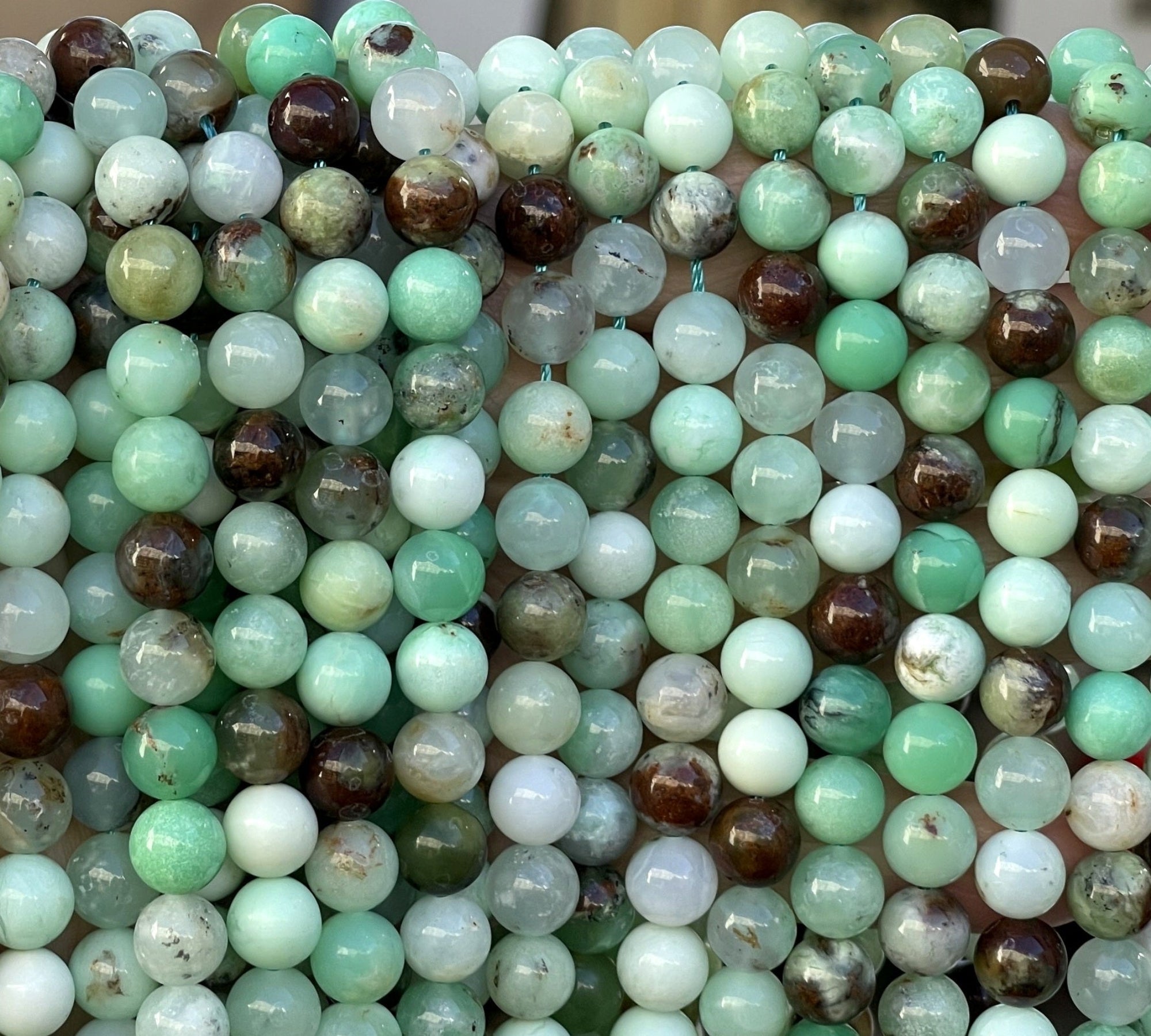 Australian Chrysoprase 8mm round natural gemstone beads 15.5" strand - Oz Beads 