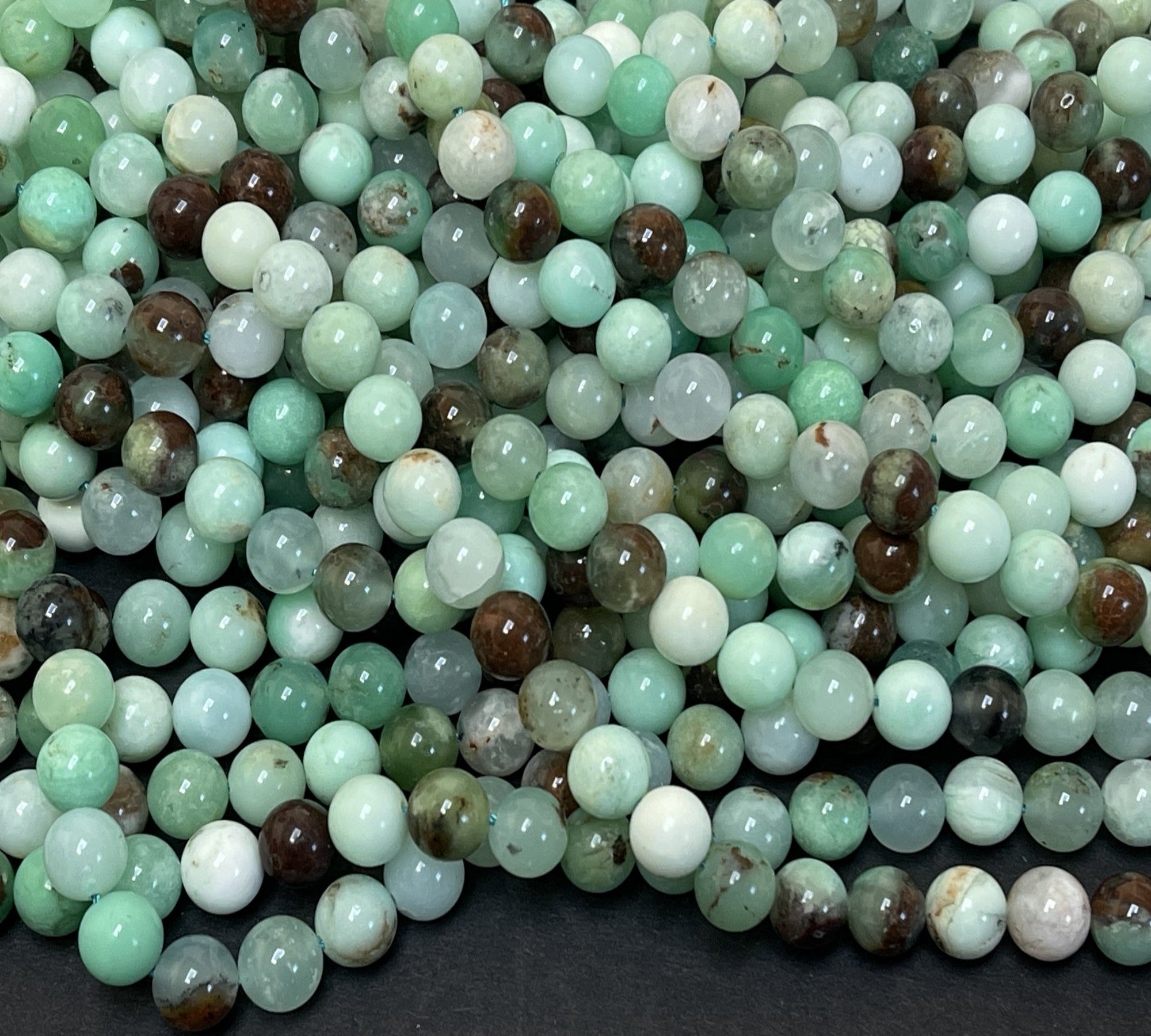 Australian Chrysoprase 8mm round natural gemstone beads 15.5" strand - Oz Beads 