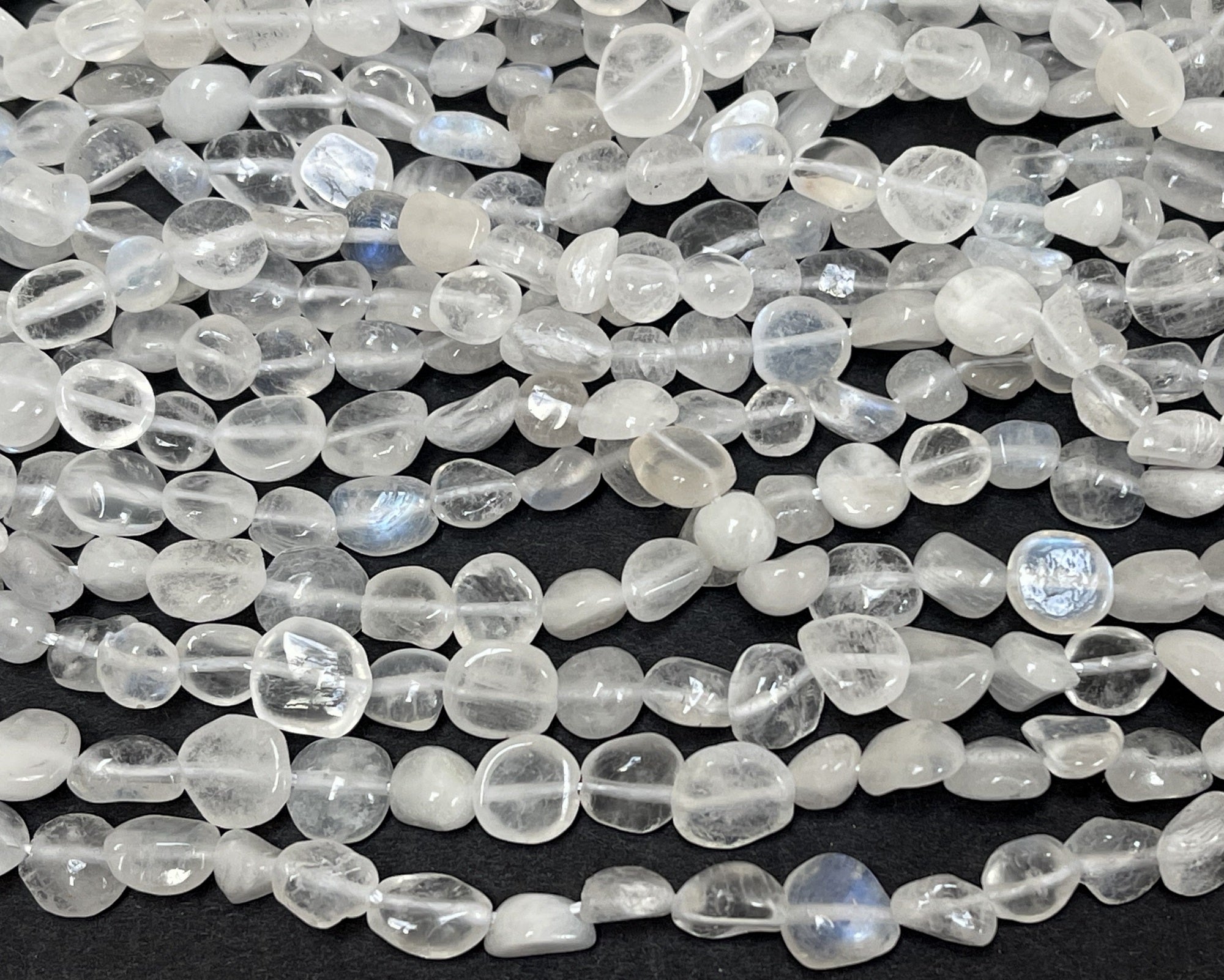 White Rainbow Moonstone 6-8mm nuggets natural gemstone beads 15.5" strand