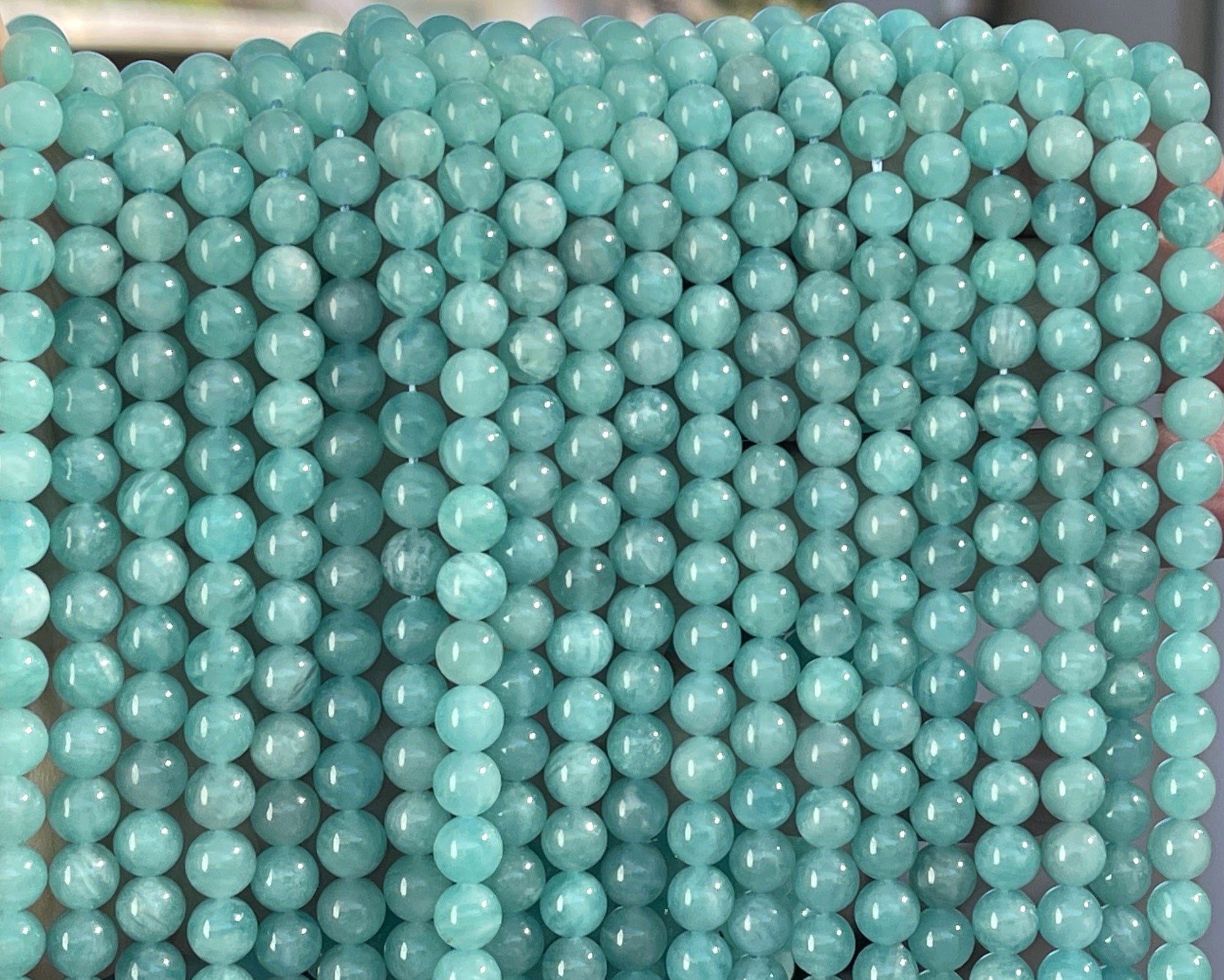 Mozambique Amazonite 6mm round natural gemstone beads 15.5" strand