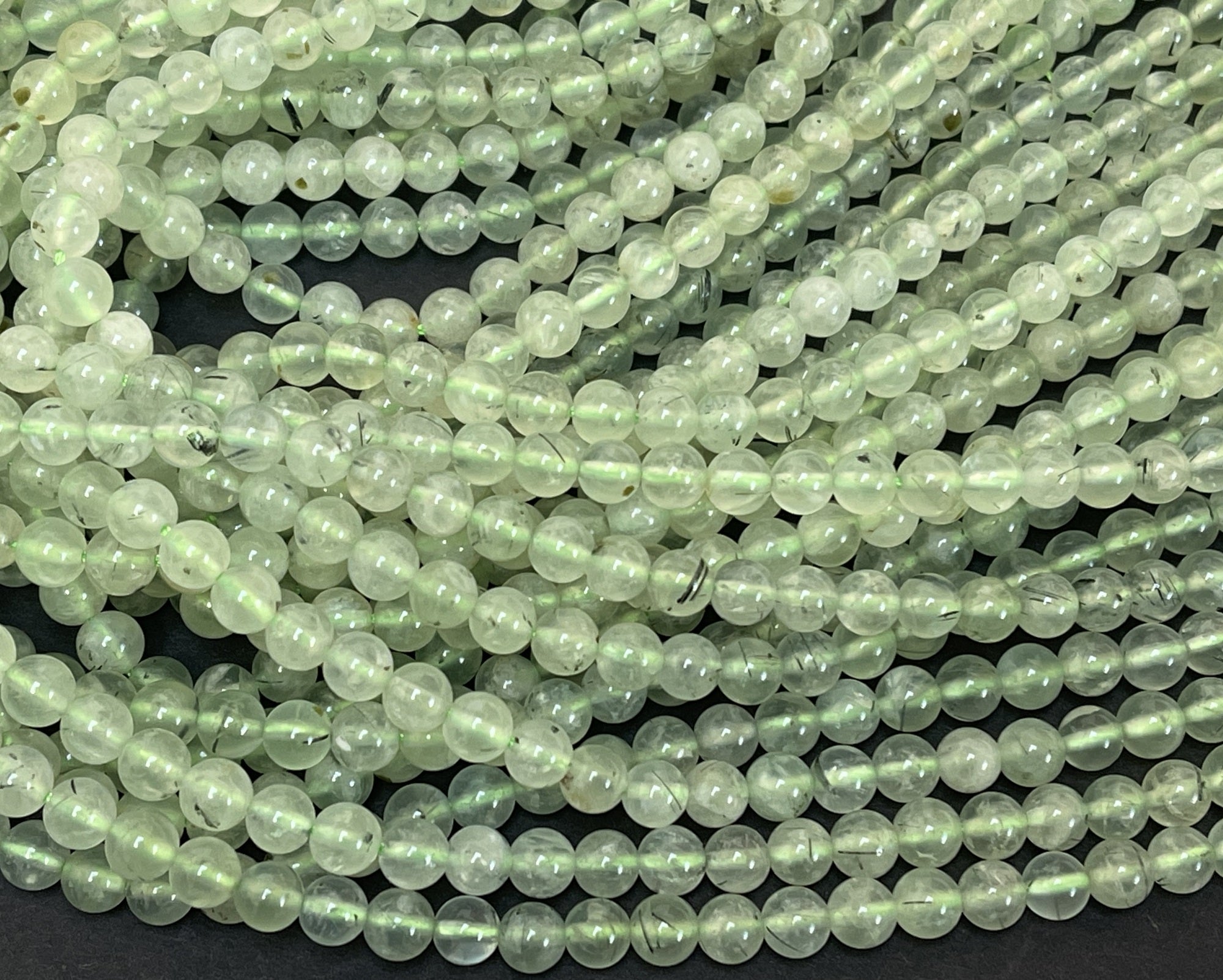 Prehnite 6mm round natural gemstone beads 15.5" strand - Oz Beads 