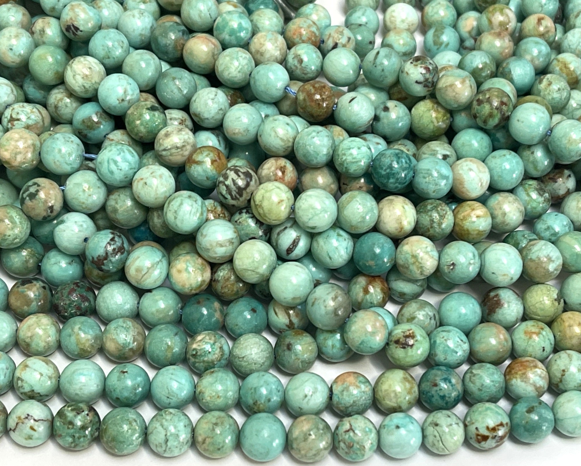 Peruvian Turquoise 8mm round natural gemstone beads 15.5" strand