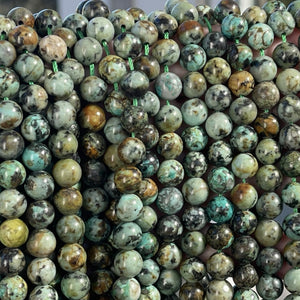 African Turquoise 8mm round natural gemstone beads 15" strand - Oz Beads 