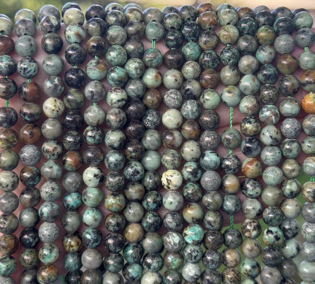 African Turquoise 6mm round natural gemstone beads 16" strand - Oz Beads 