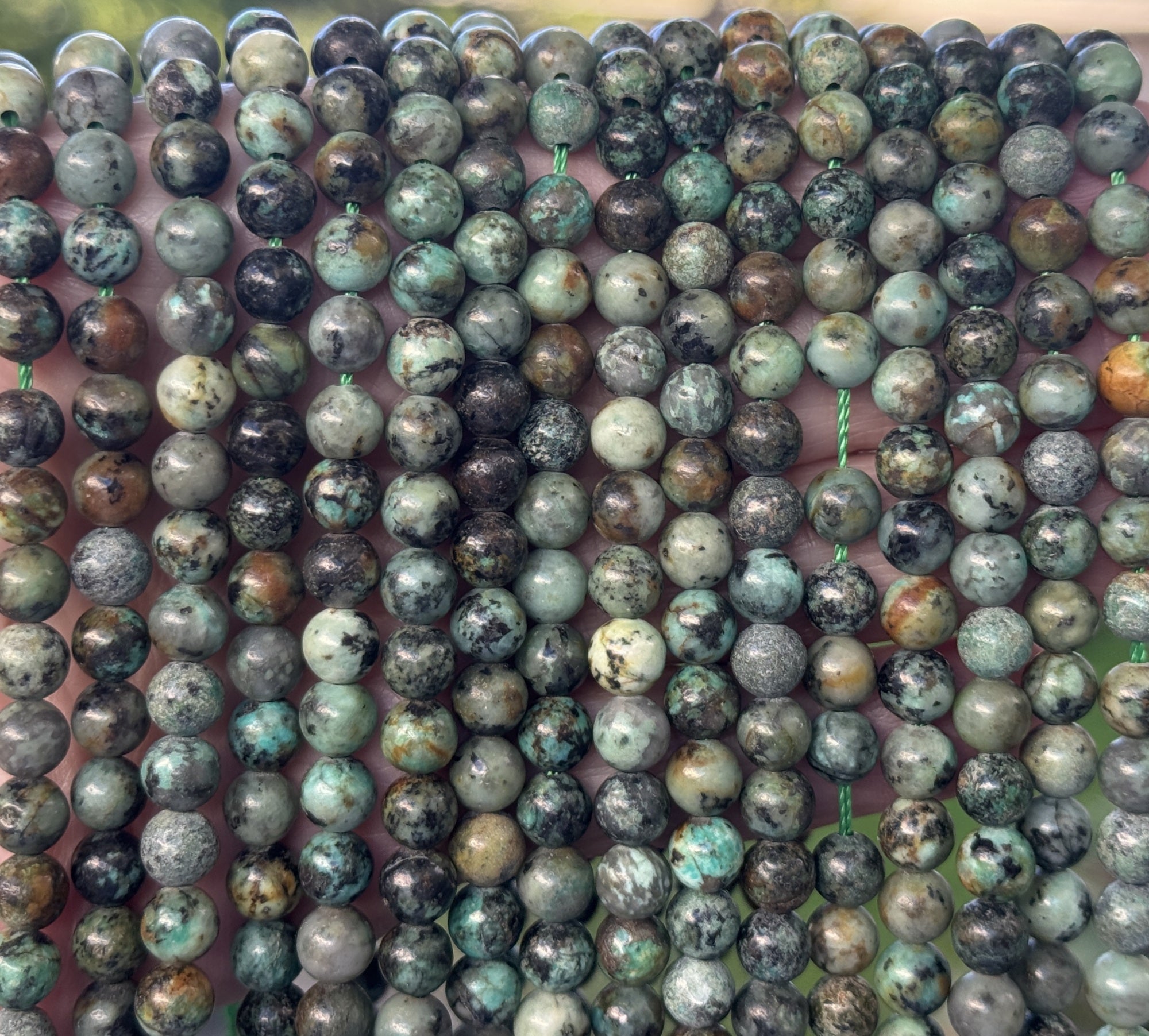 African Turquoise 6mm round natural gemstone beads 16" strand - Oz Beads 