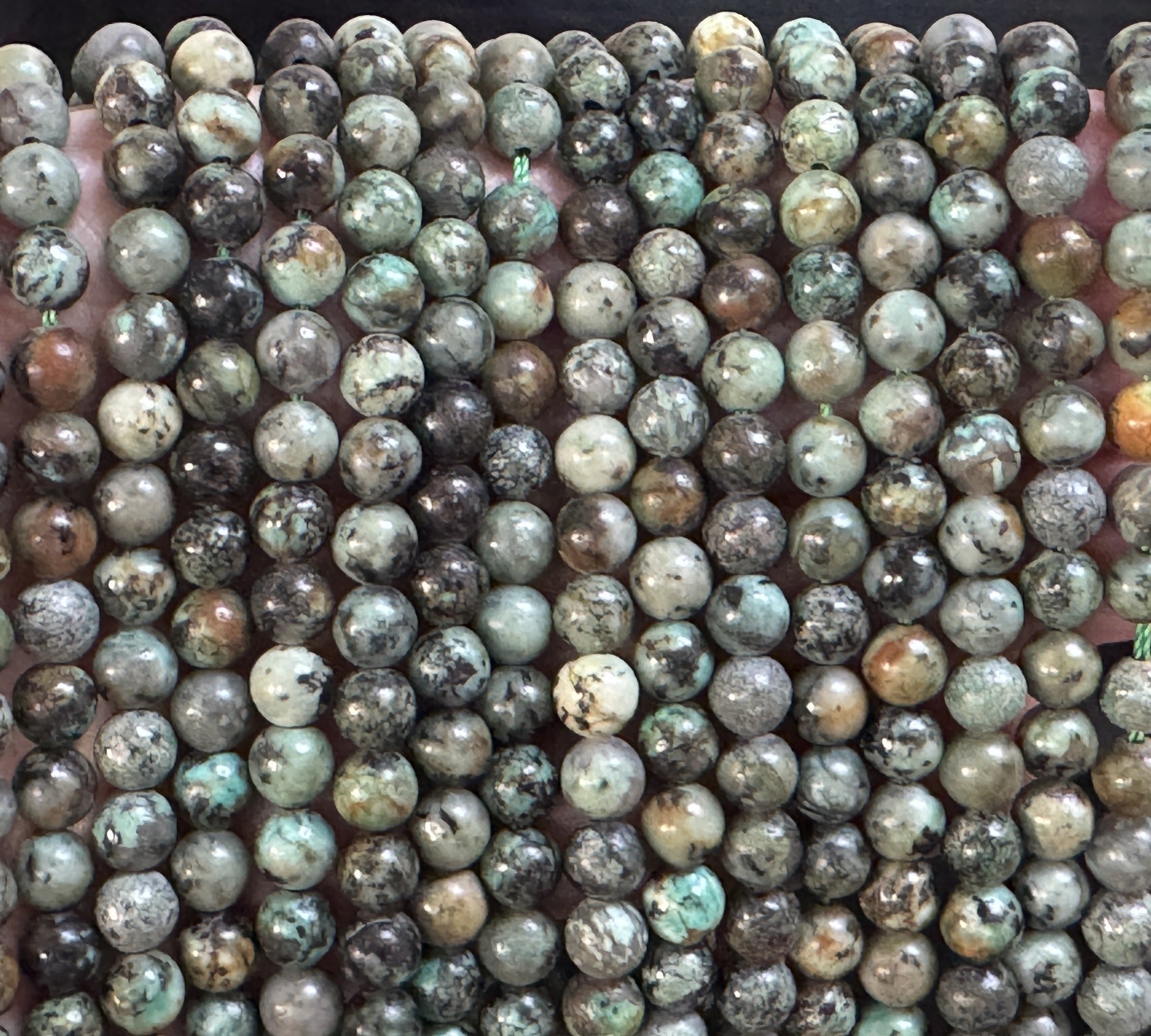 African Turquoise 6mm round natural gemstone beads 16" strand - Oz Beads 