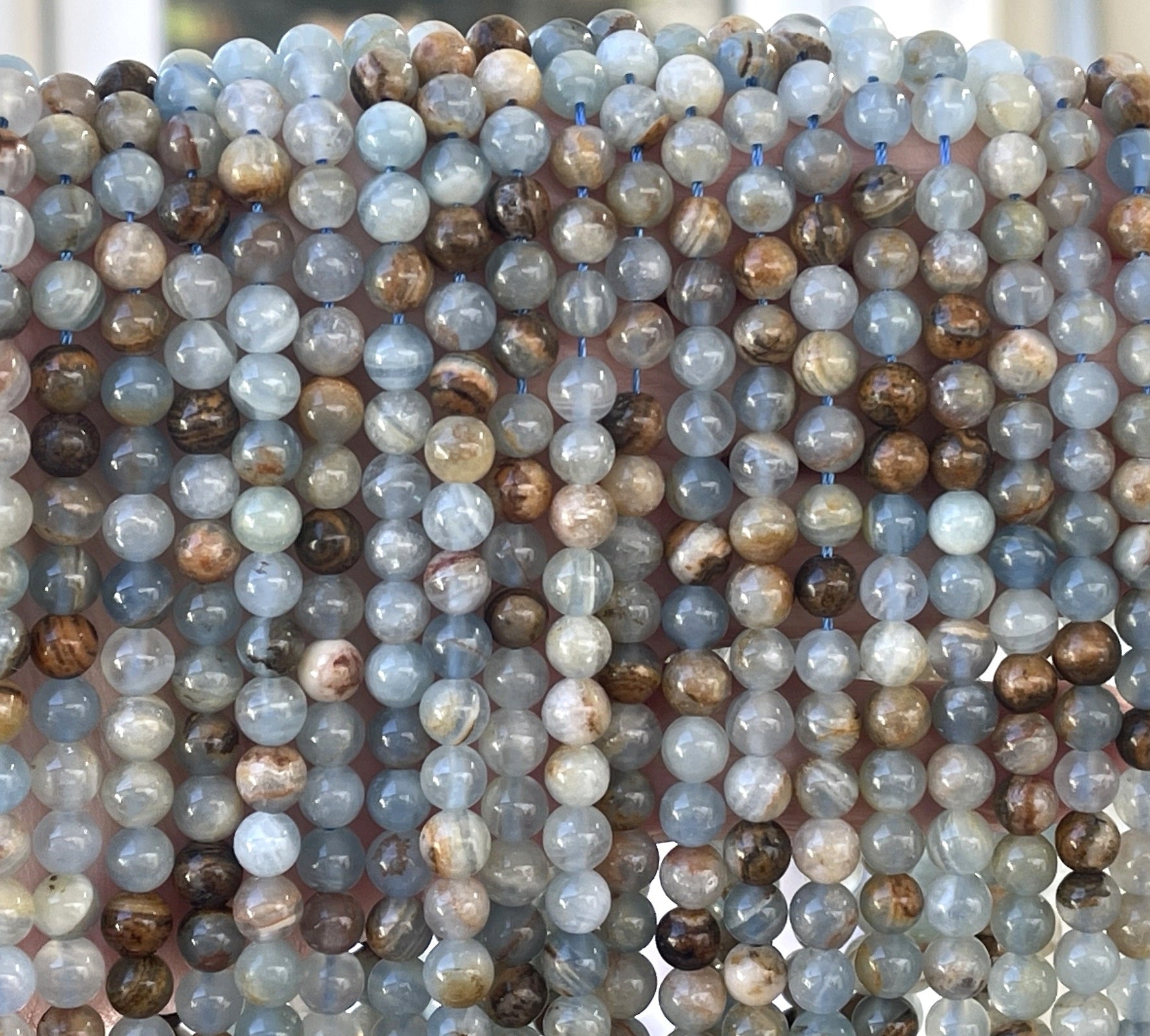 Argentina Lemurian Aquatine Calcite 6mm round natural gemstone beads 15.5" strand