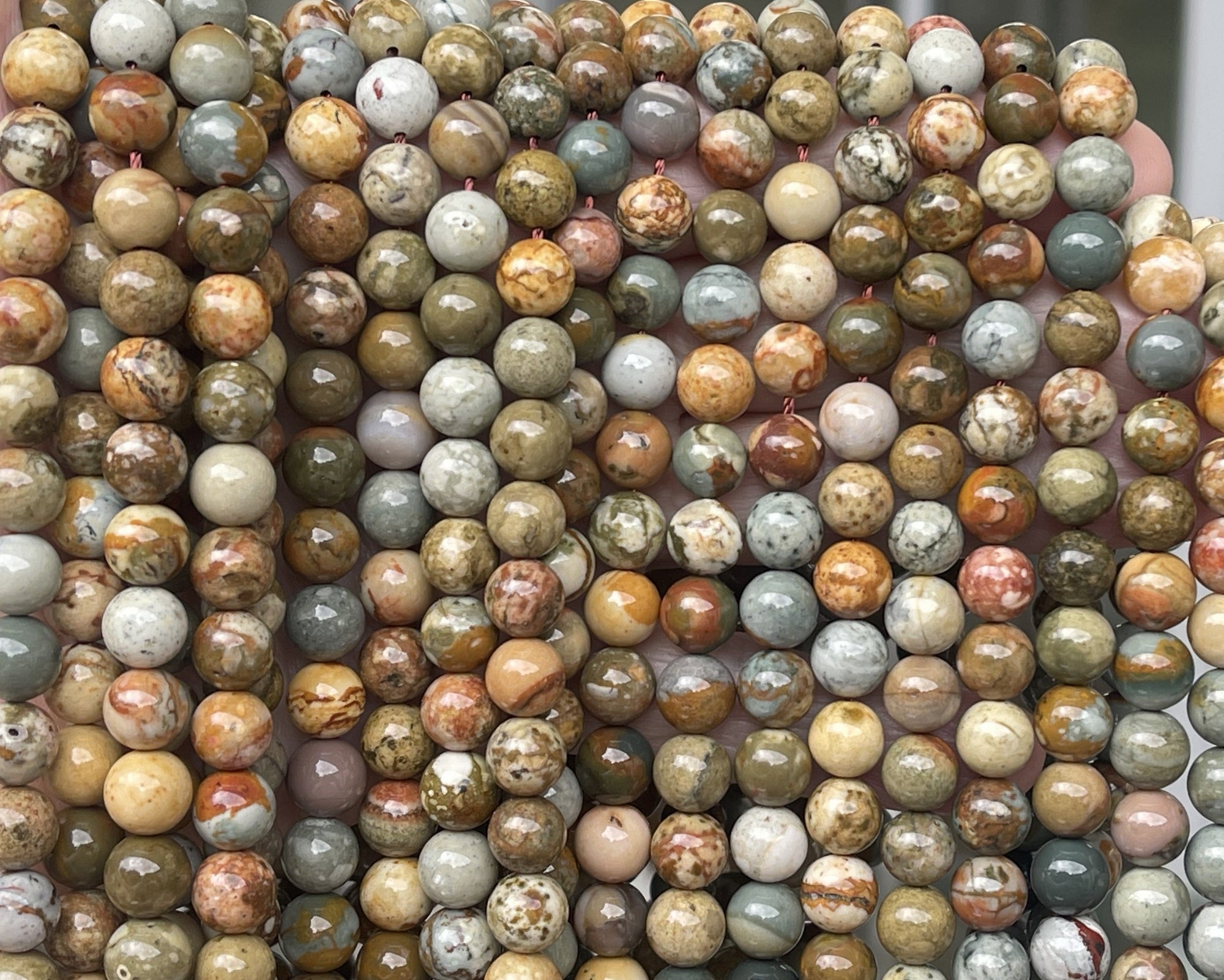 New Ocean Jasper 8mm round natural gemstone beads 16" strand