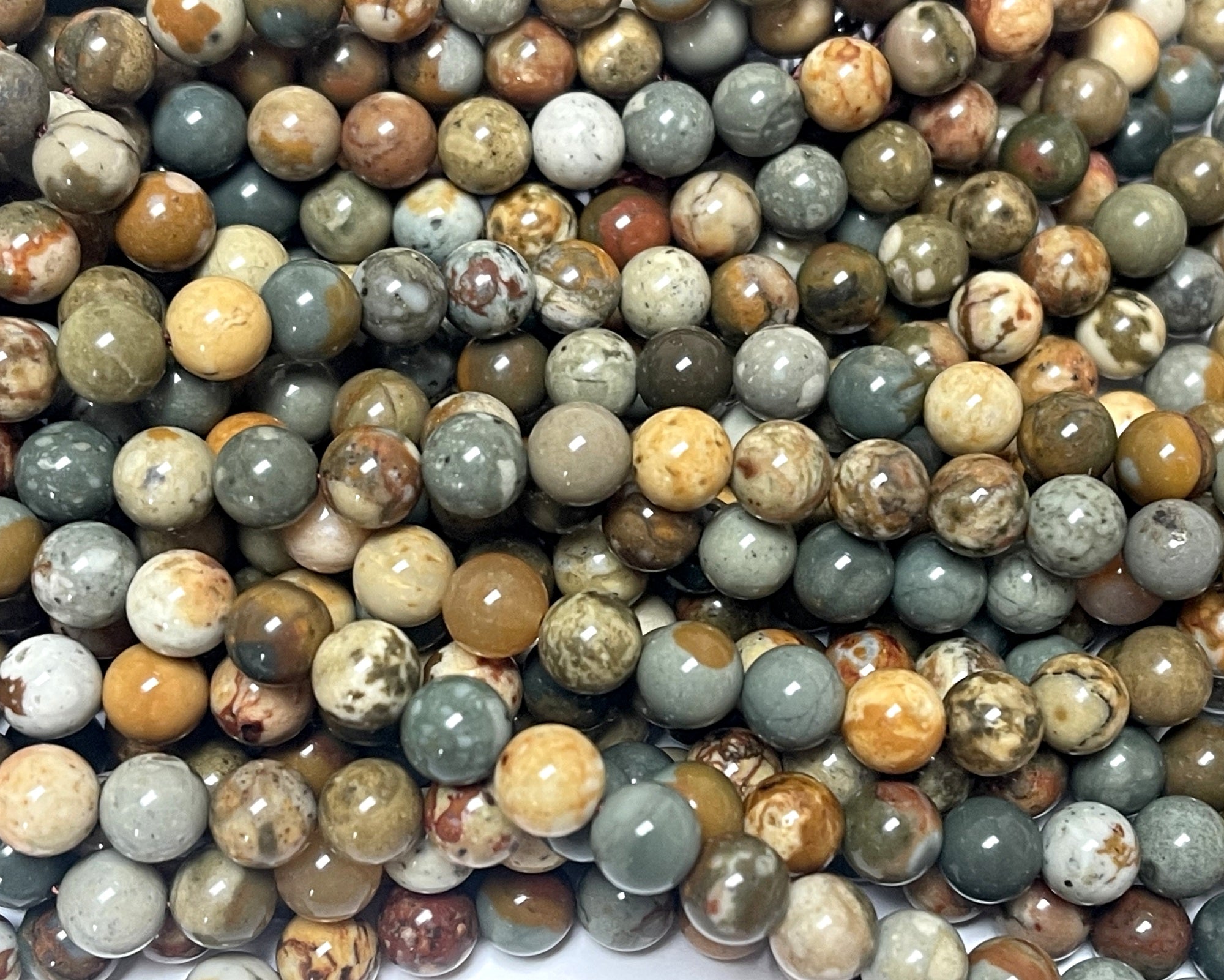 New Ocean Jasper 6mm round natural gemstone beads 15.5" strand