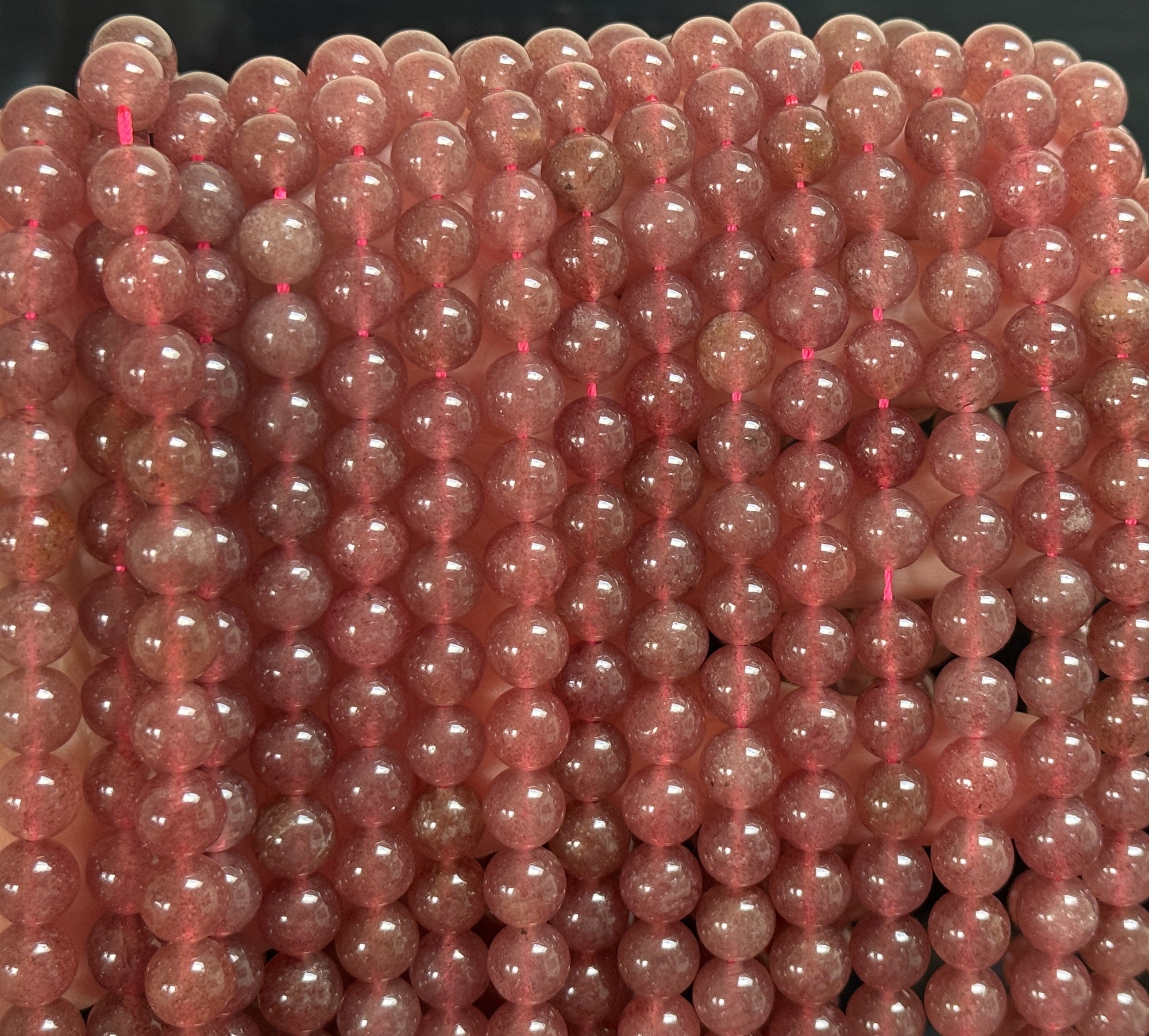 Red Strawberry Quartz 8mm round natural gemstone beads 15" strand
