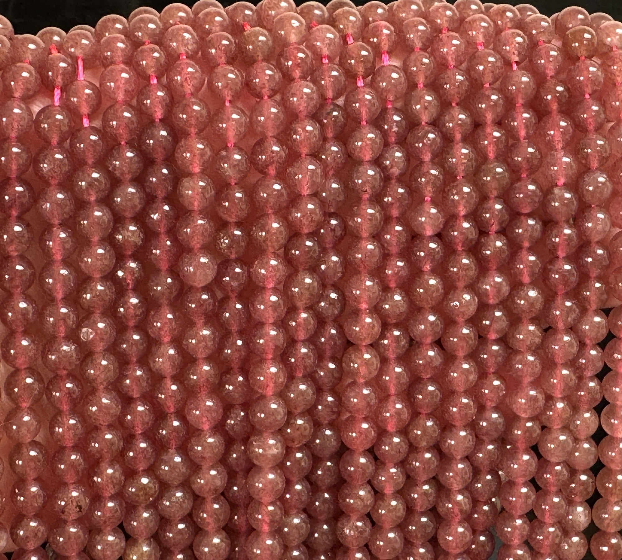 Red Strawberry Quartz 6mm round natural gemstone beads 15" strand