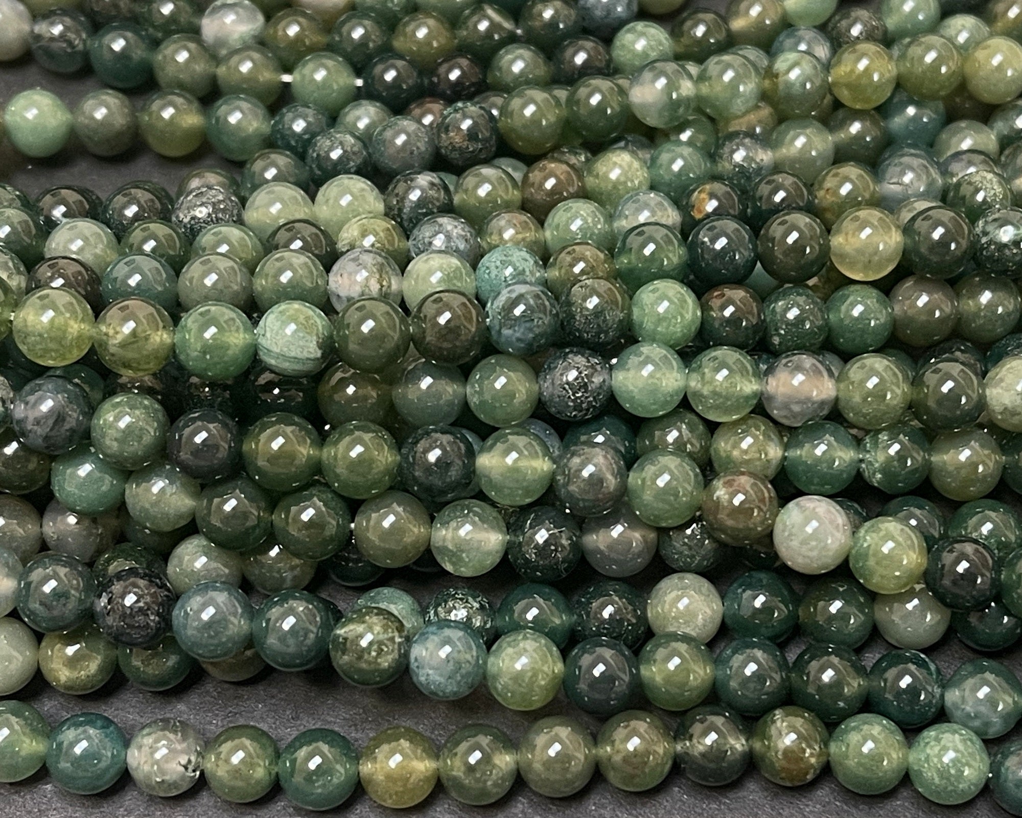 Green Moss Agate 6mm round natural gemstone beads 15" strand