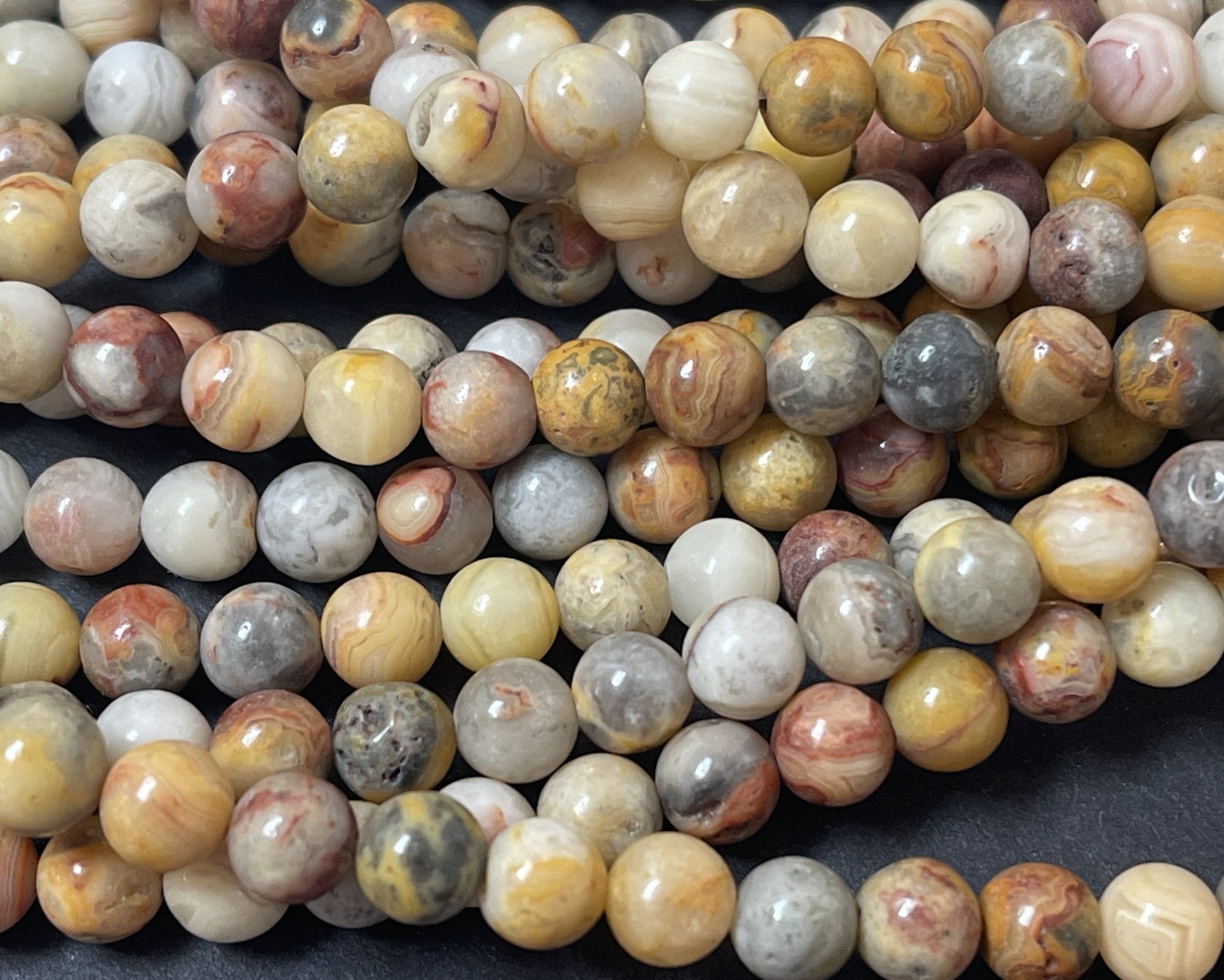 Crazy Lace Agate 6mm round natural gemstone beads 15" strand