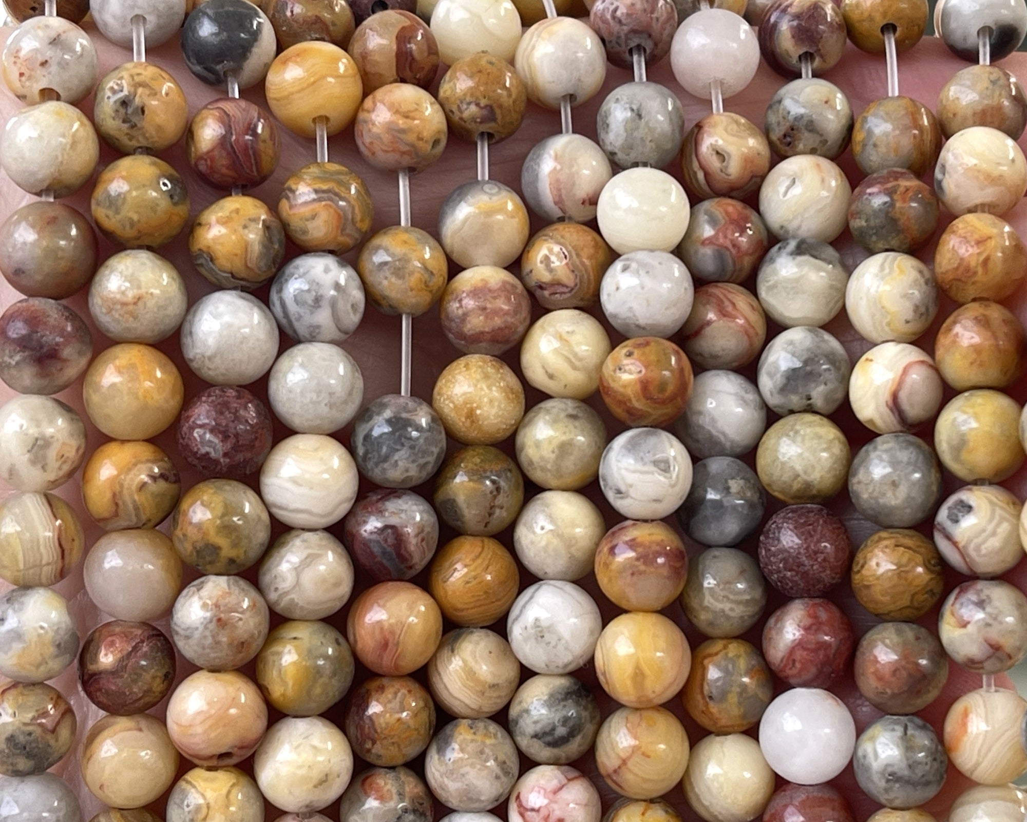 Crazy Lace Agate 6mm round natural gemstone beads 15" strand