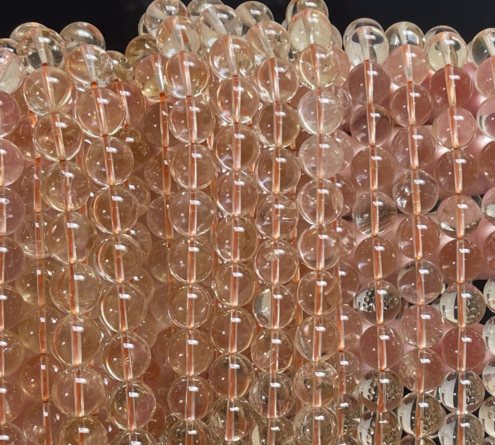 Clear Citrine 10mm round natural gemstone beads 15" strand - Oz Beads 