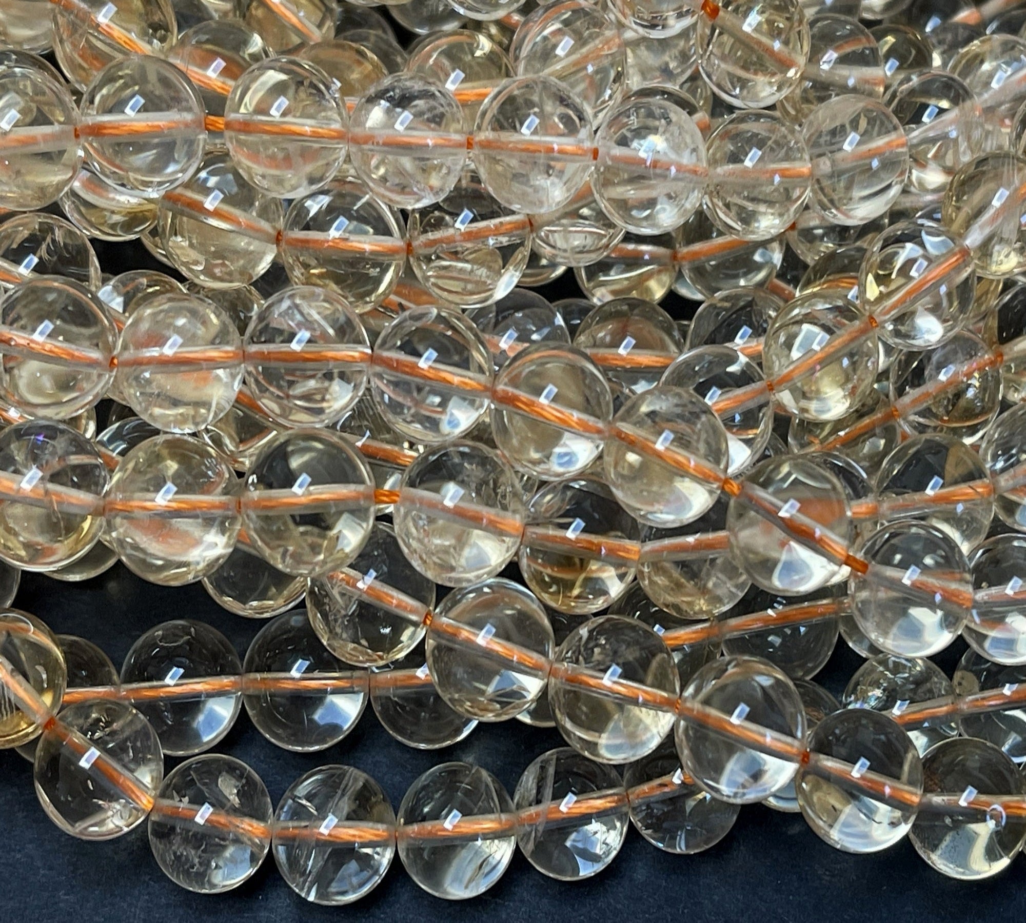 Clear Citrine 10mm round natural gemstone beads 15" strand - Oz Beads 