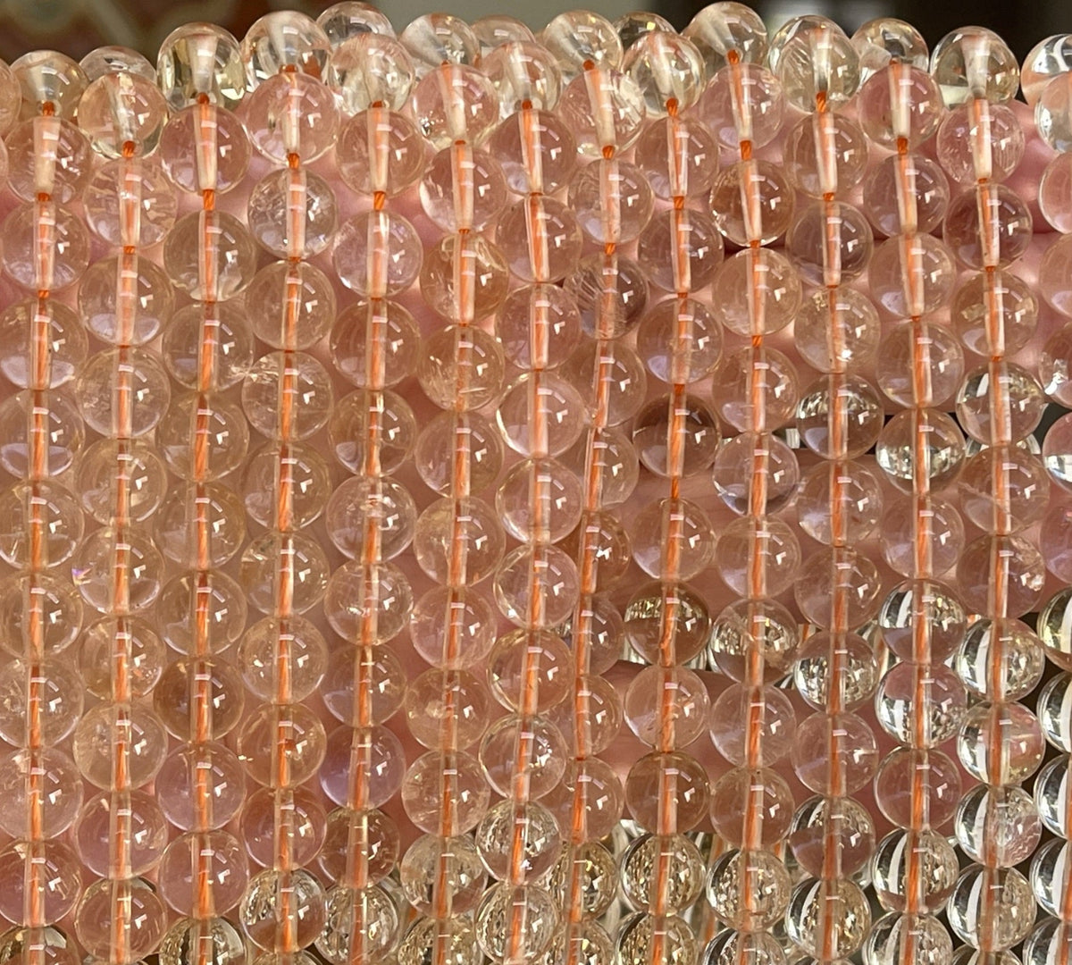 Clear Citrine 8mm round natural gemstone beads 15" strand - Oz Beads 