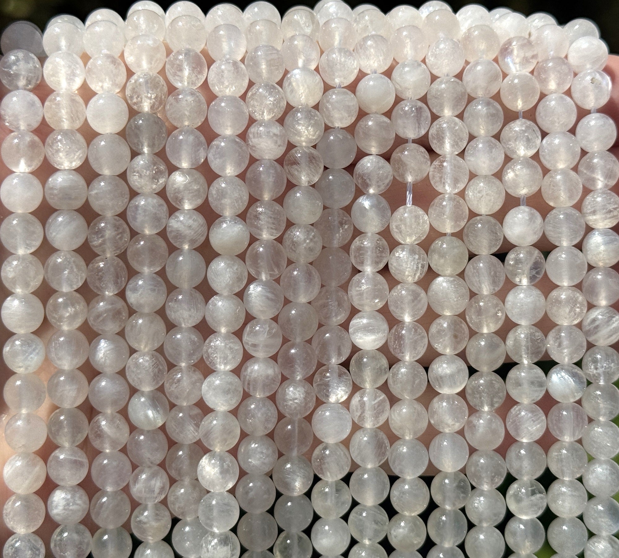 Rainbow Moonstone 6mm round natural gemstone beads strand