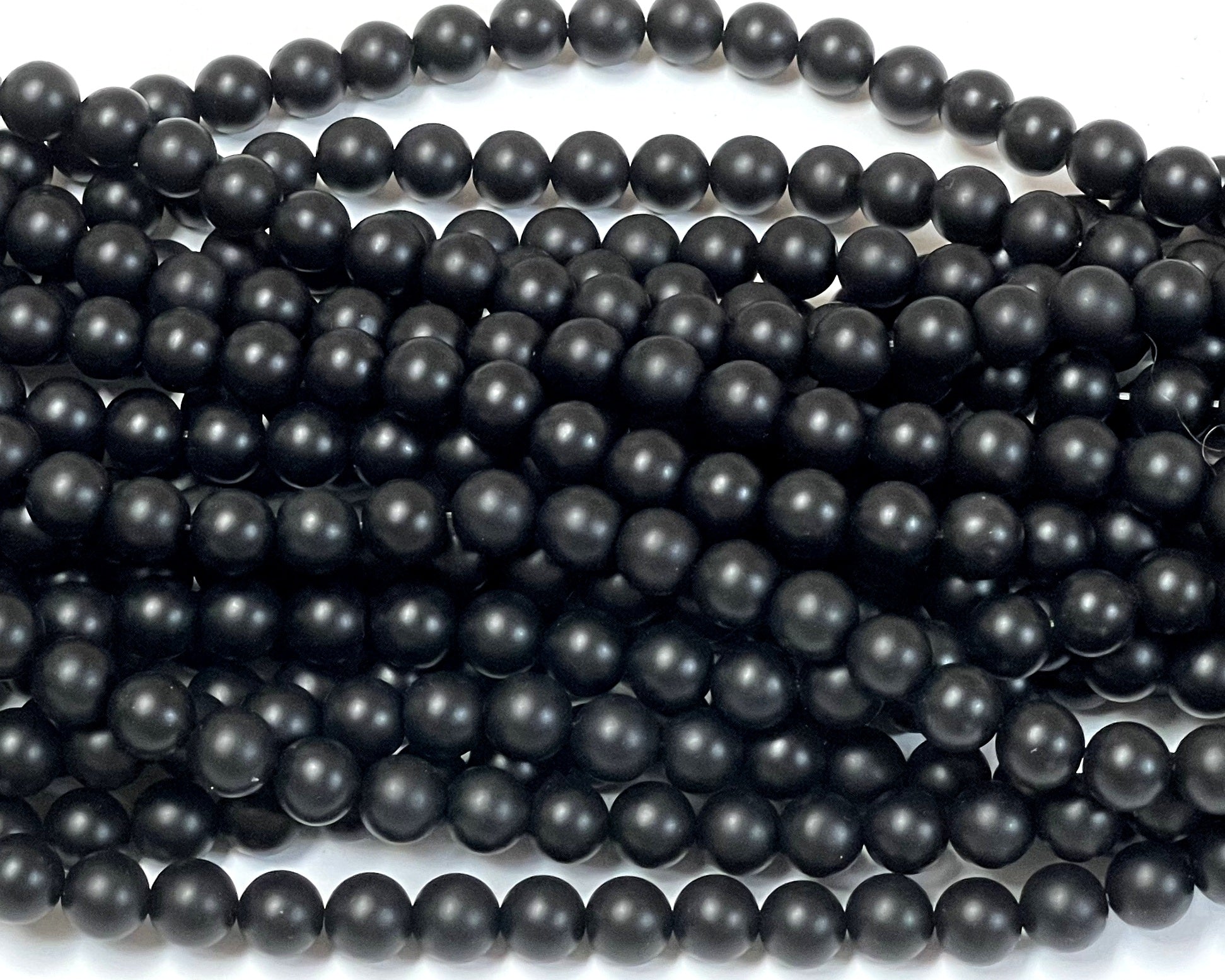 Black Onyx matte oiled 10mm round gemstone beads 15" strand