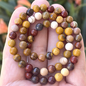 Mookaite Jasper 6mm round polished gemstone beads 15" strand - Oz Beads 