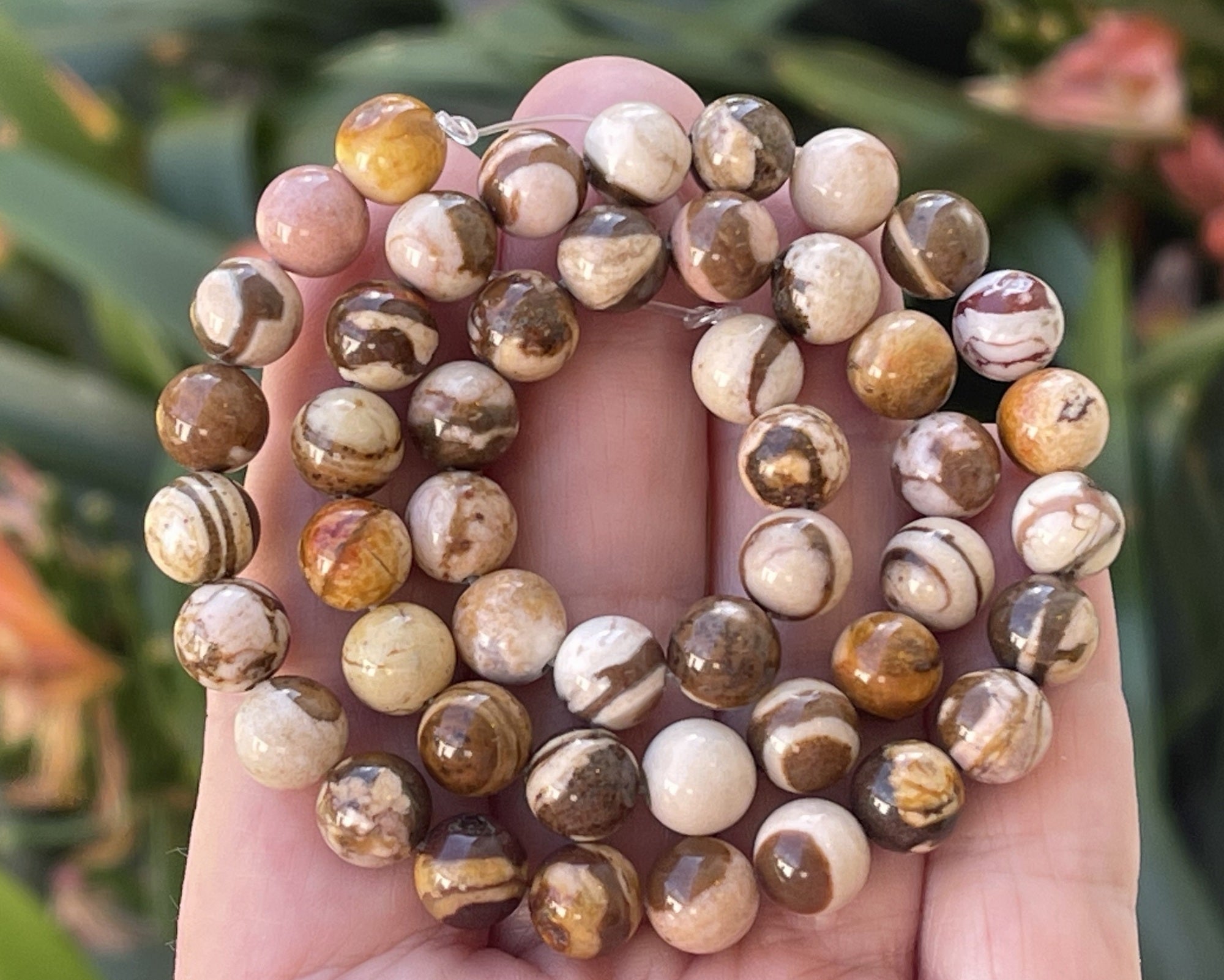 Australian Zebra Jasper 8mm round natural gemstone beads 15.5" strand - Oz Beads 