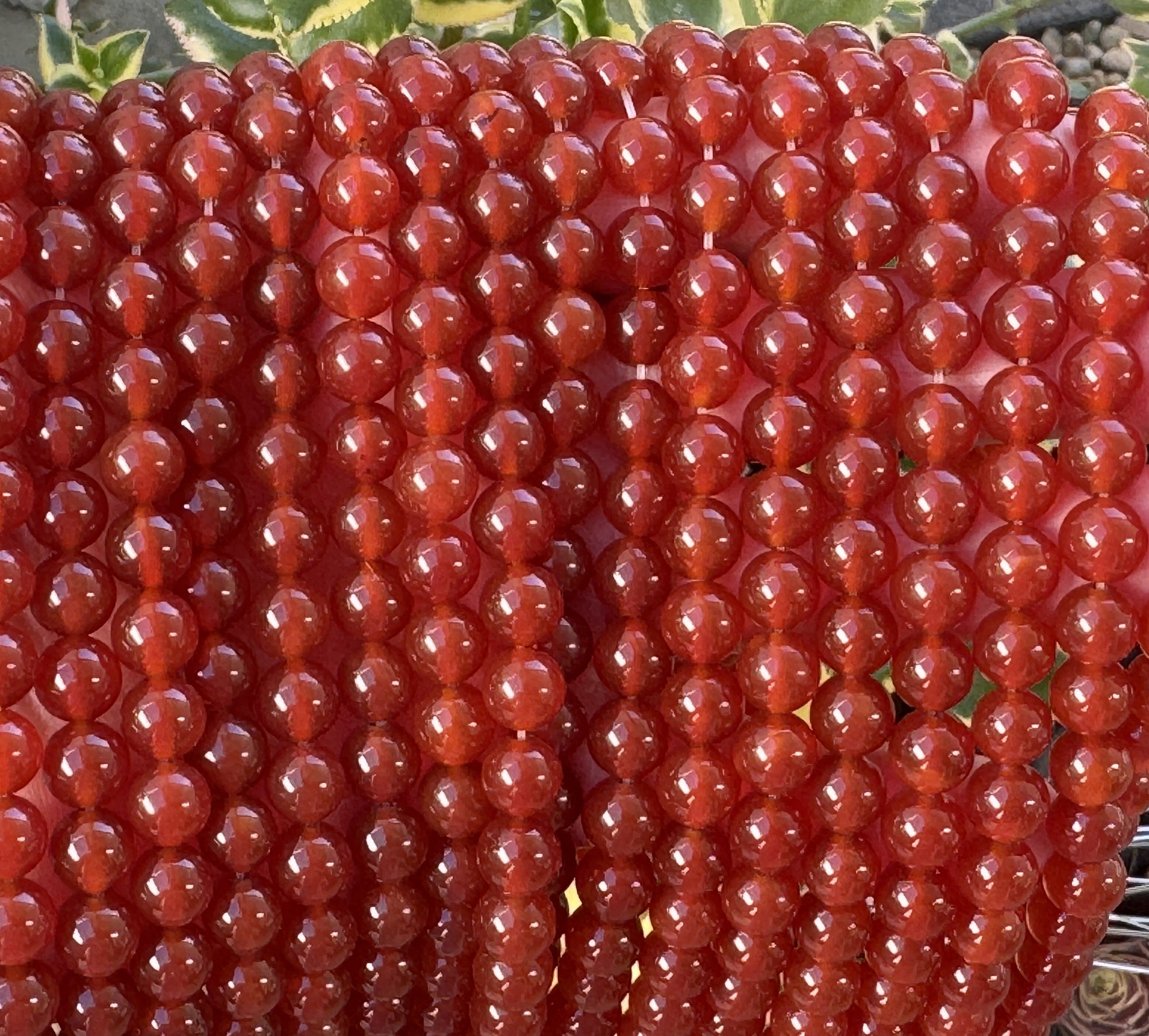 Red Carnelian Agate 8mm round gemstone beads 15" strand - Oz Beads 
