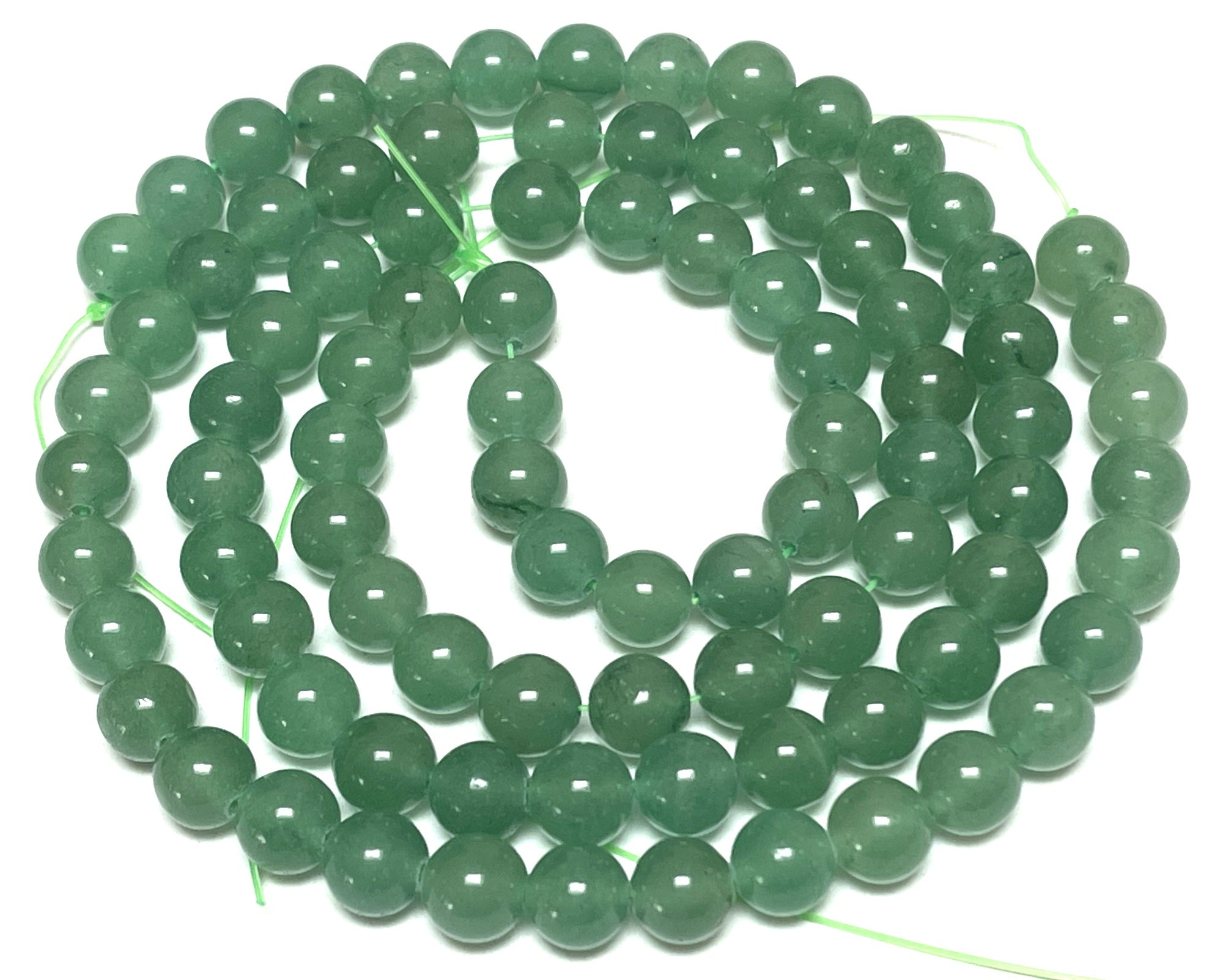Green Aventurine 8mm round natural gemstone beads 15" strand - Oz Beads 