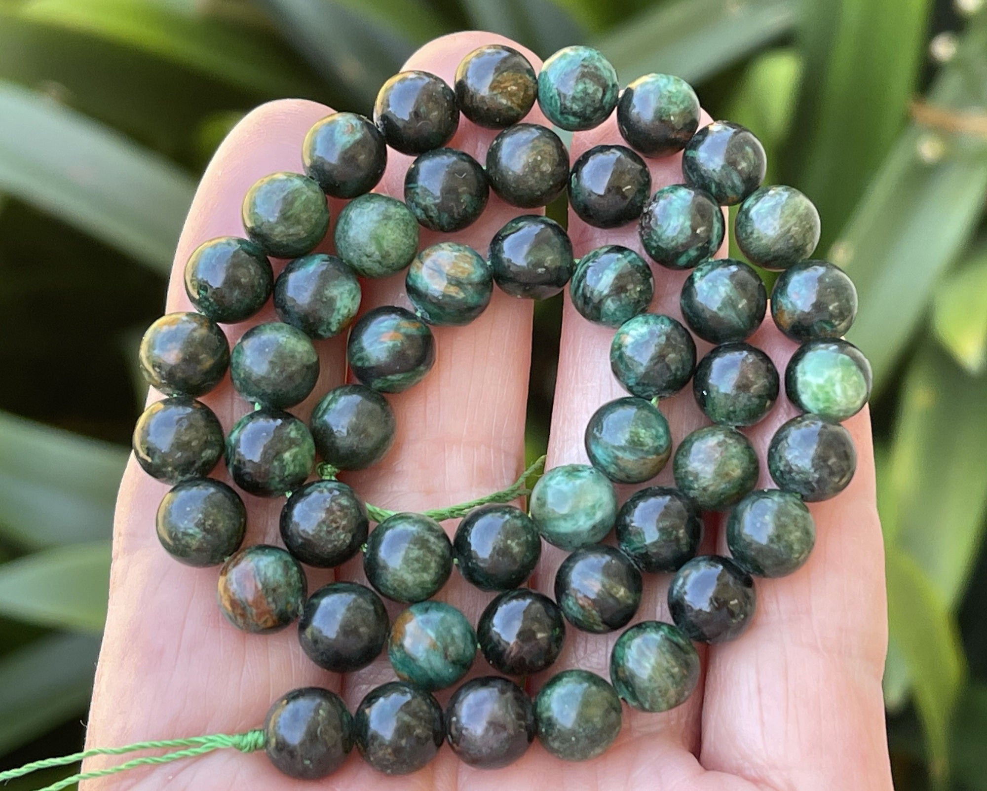 Dark Green Emerald 8mm round natural gemstone beads 15.5" strand