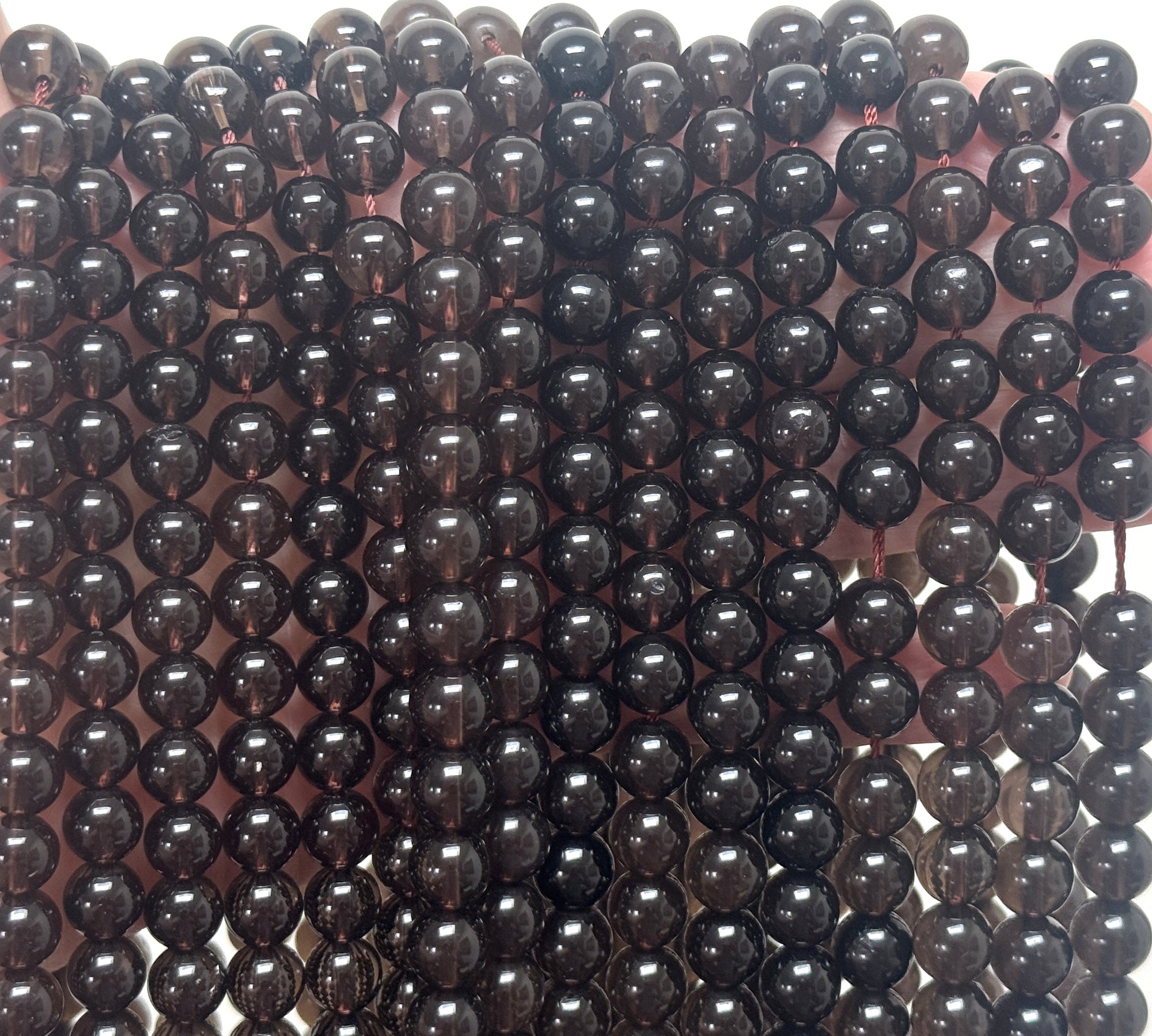 Dark Smoky Quartz 8mm round natural gemstone beads 15.5" strand