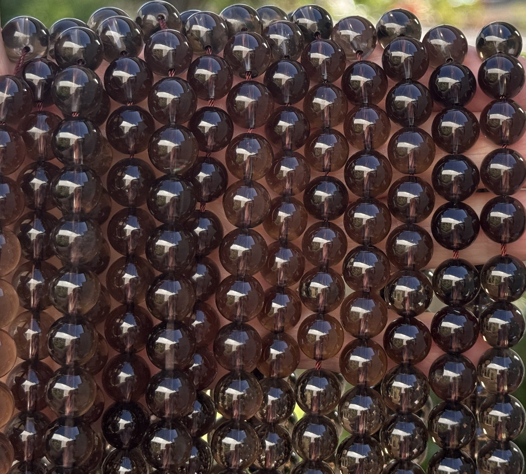 Smoky Quartz 10mm round natural gemstone beads 15.5" strand